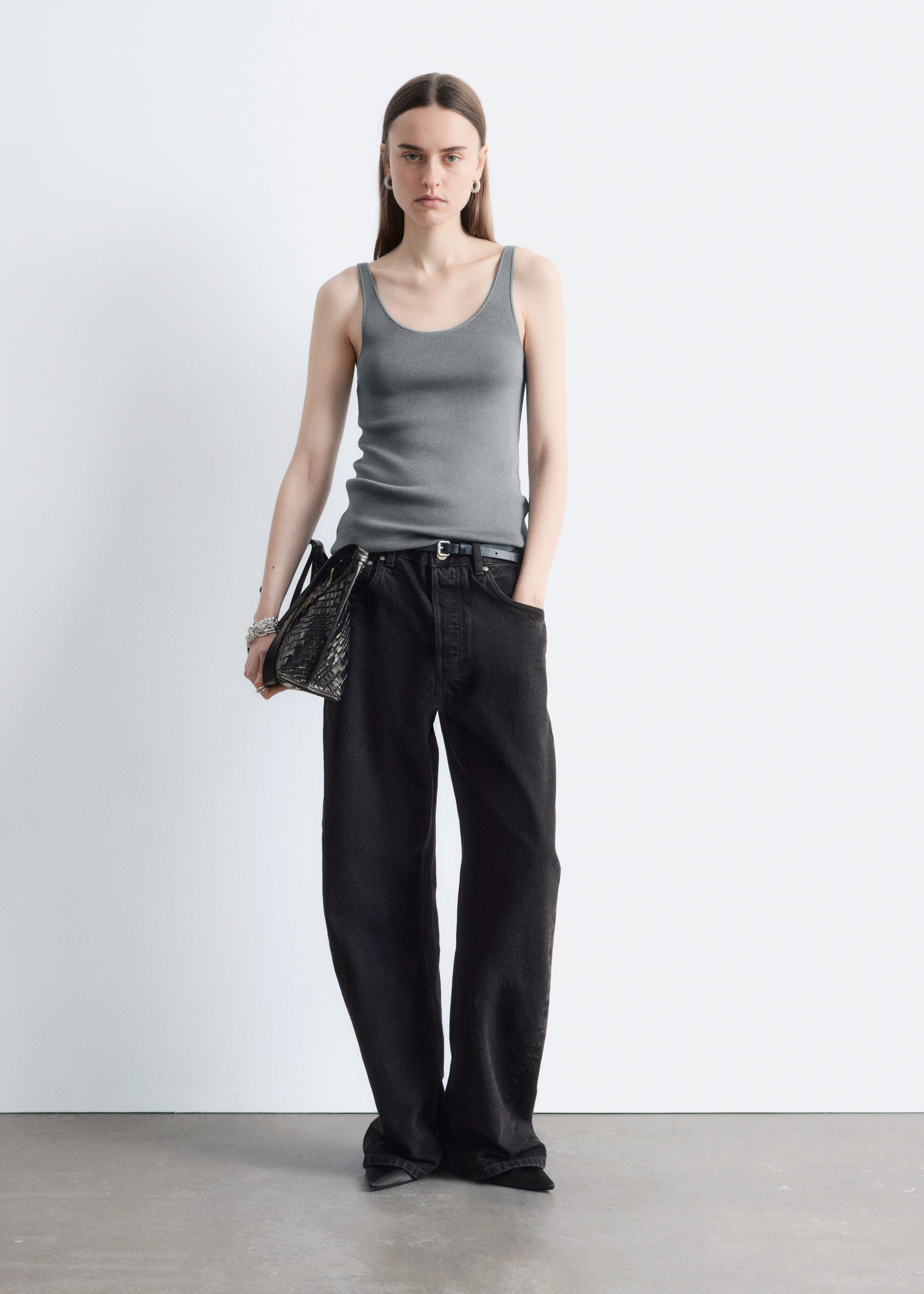 Scoop-Neck Tank Top - Dark Grey - Tops - & Other Stories BE