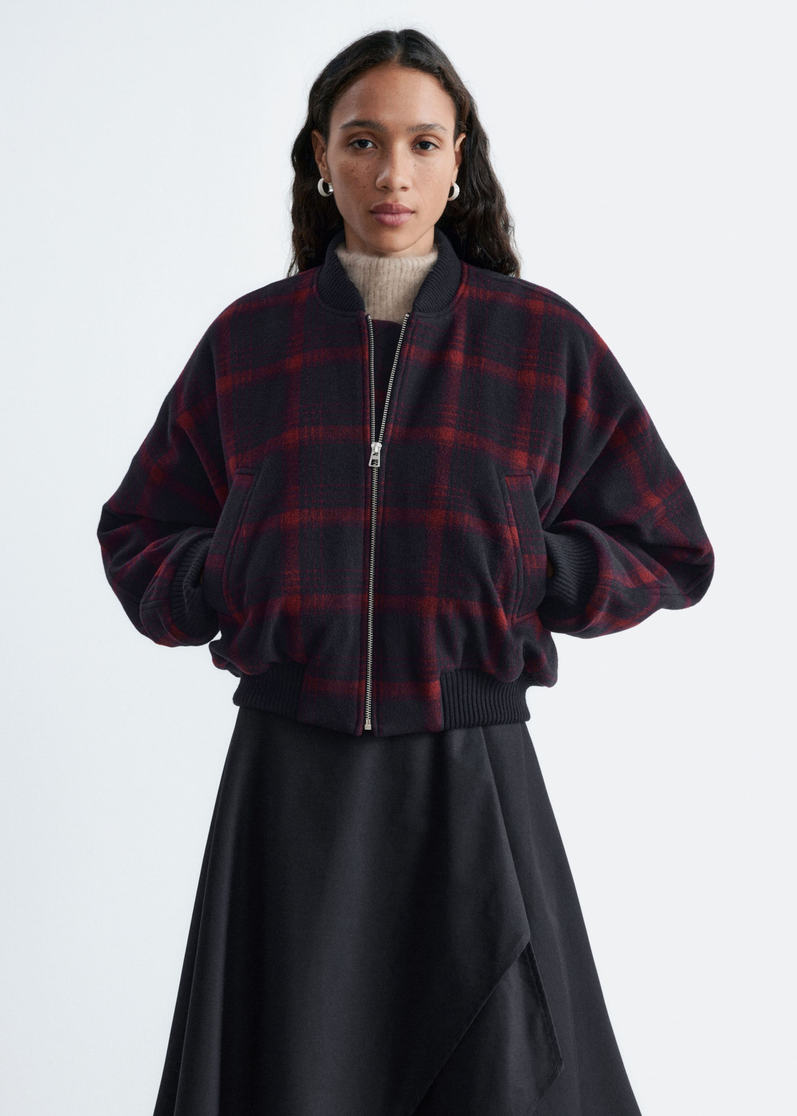 Veste style bomber à carreaux - Bleu/À carreaux - Lookbook