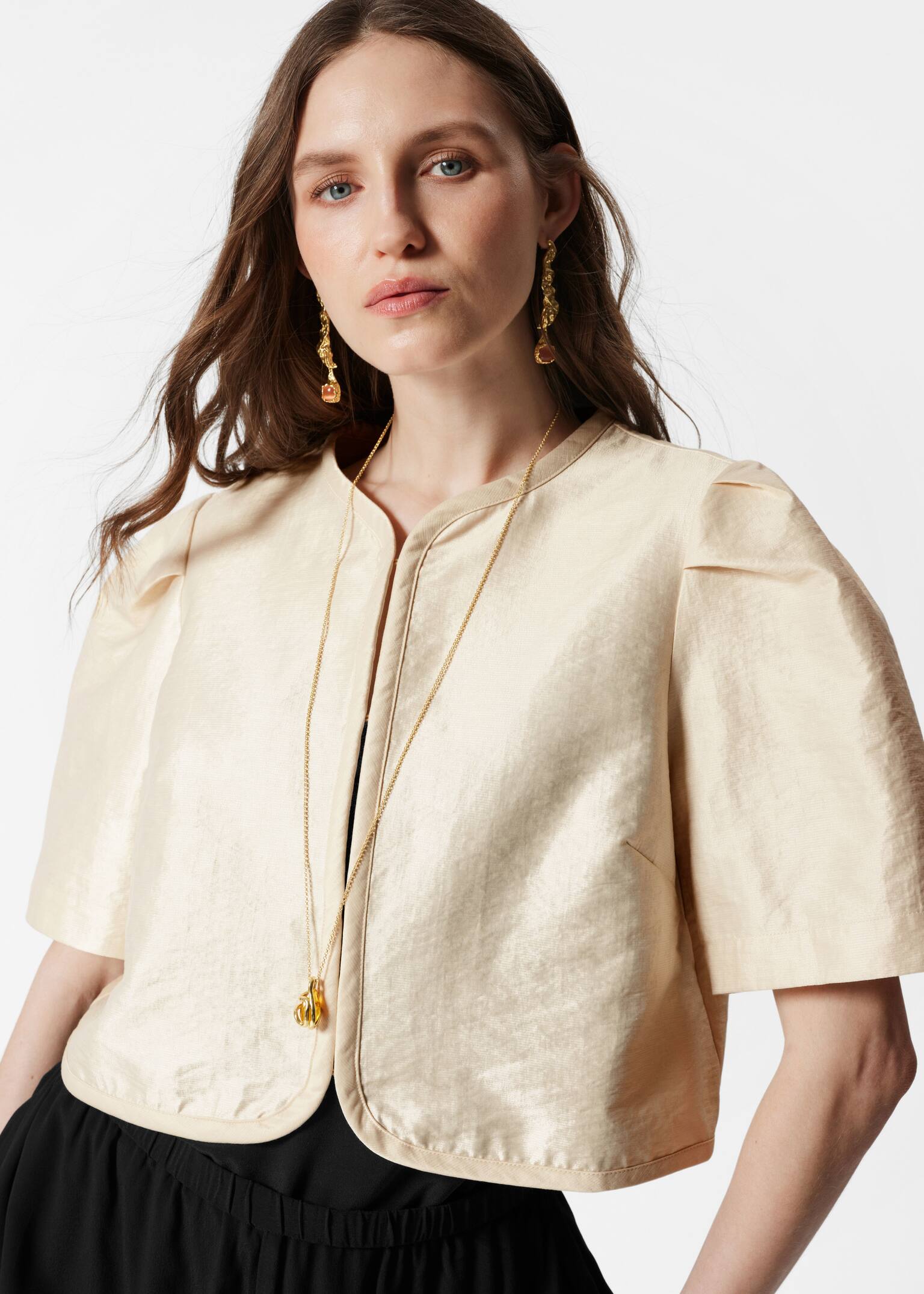 Bluză scurtă - Bej - 3