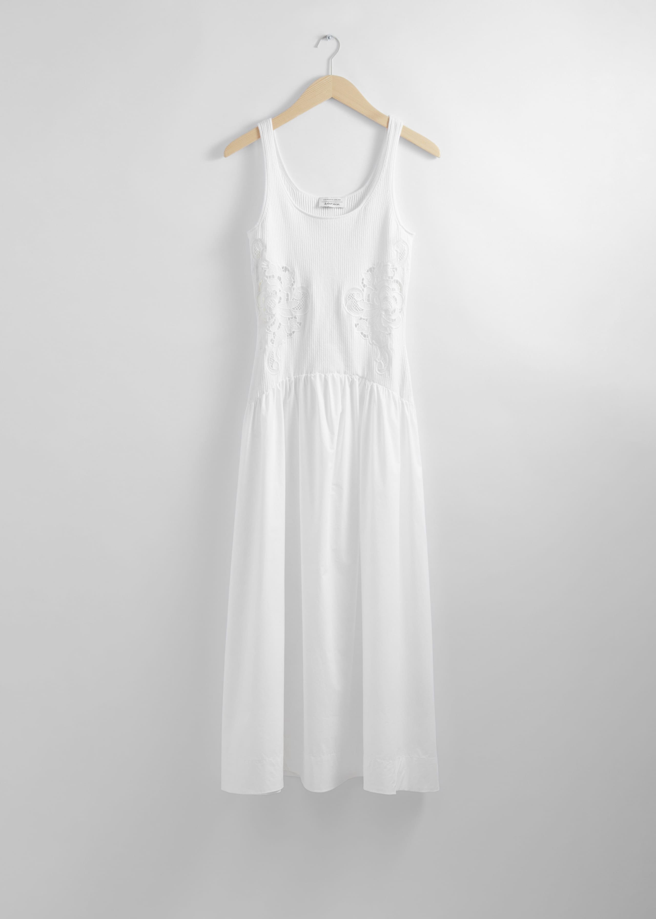Embroidered Tank Midi Dress - White - Still Life
