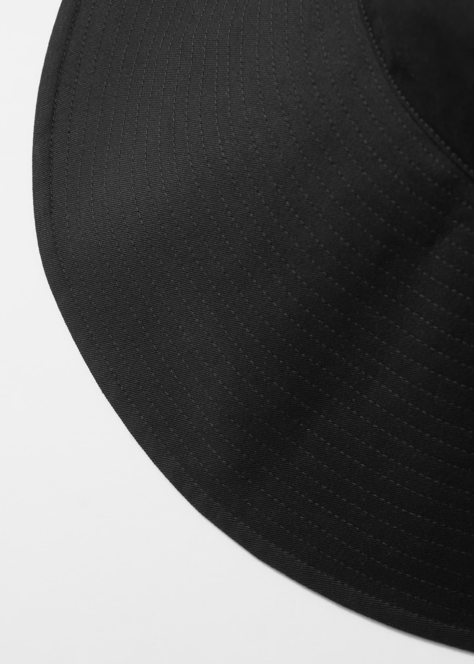 Wide-Brim Cotton Sun Hat - Negru/Alb - 4