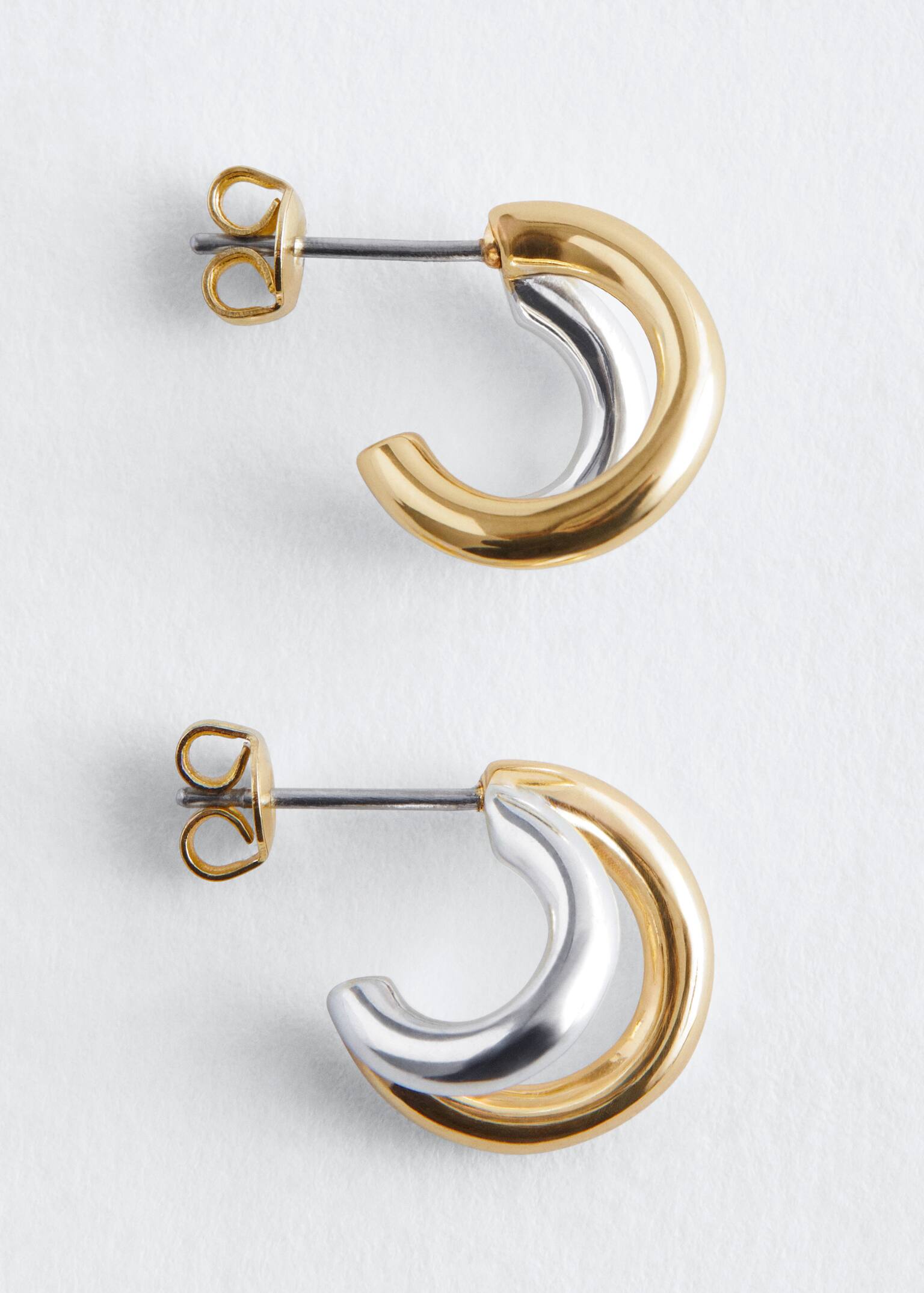 Double Hoop Earrings - Silver/Gold - 3