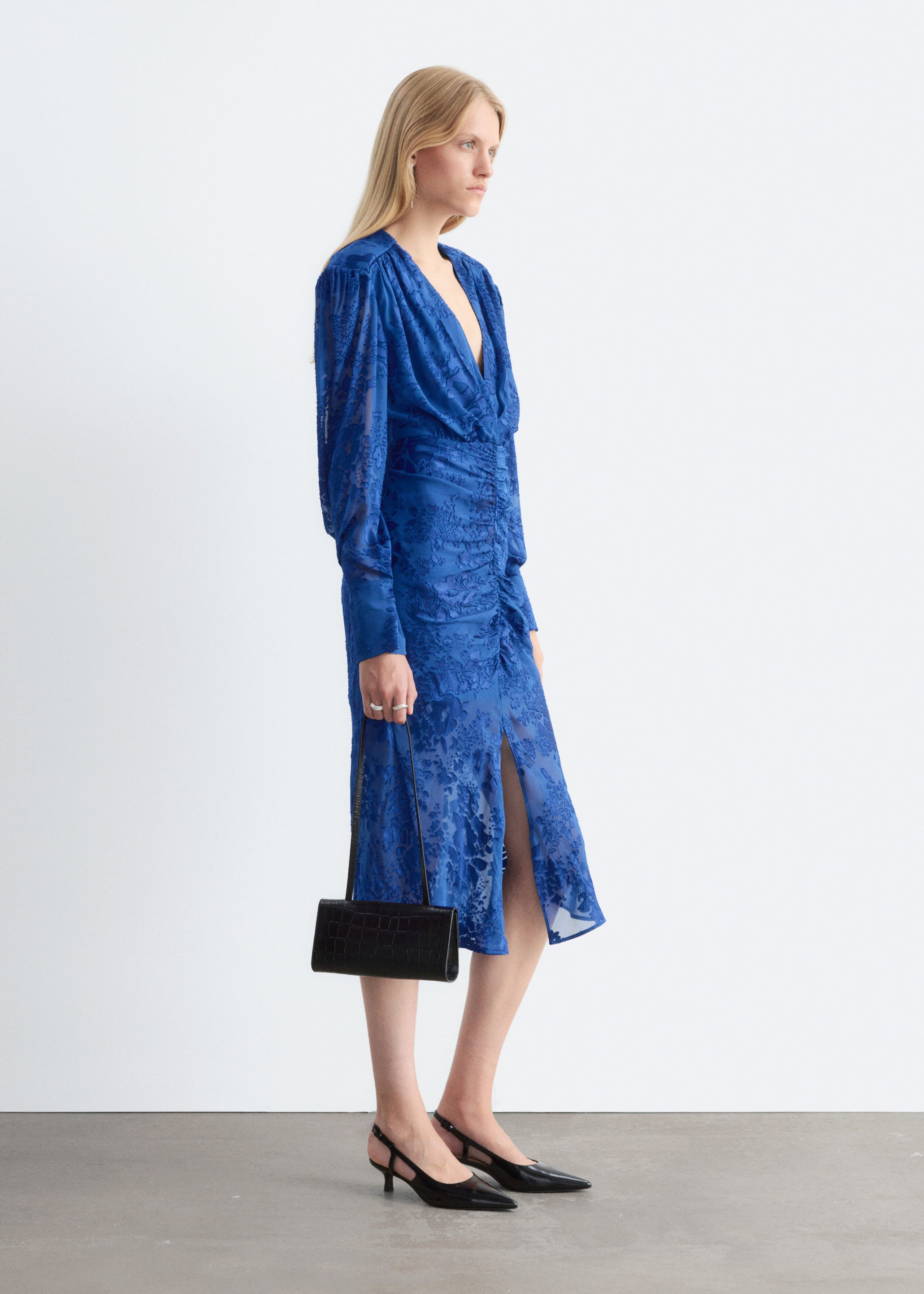 Silk-Blend Chiffon Dress - Blue/Florals - Lookbook