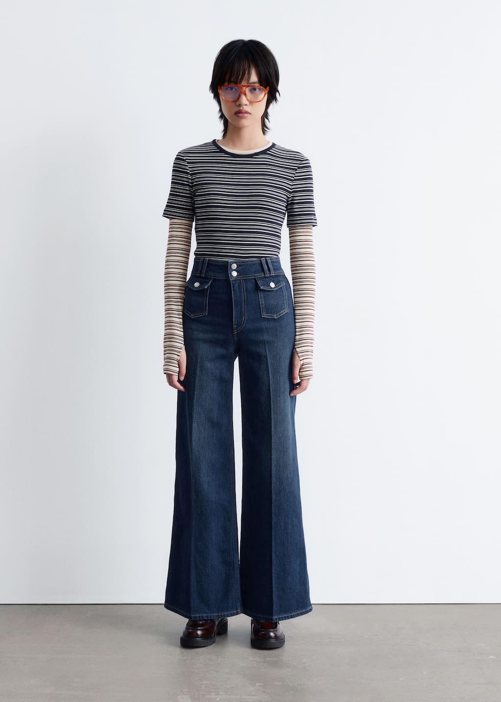 Image of Press-Crease Flared Jeans