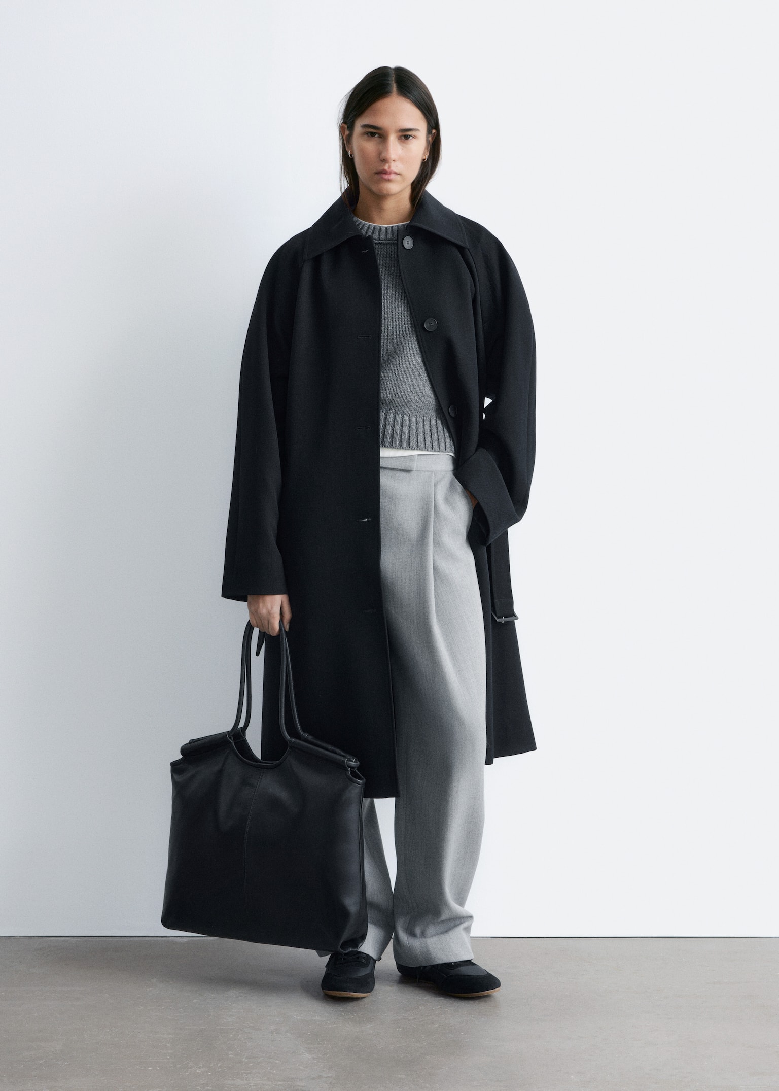 Stor totebag i læder - Sort - 1