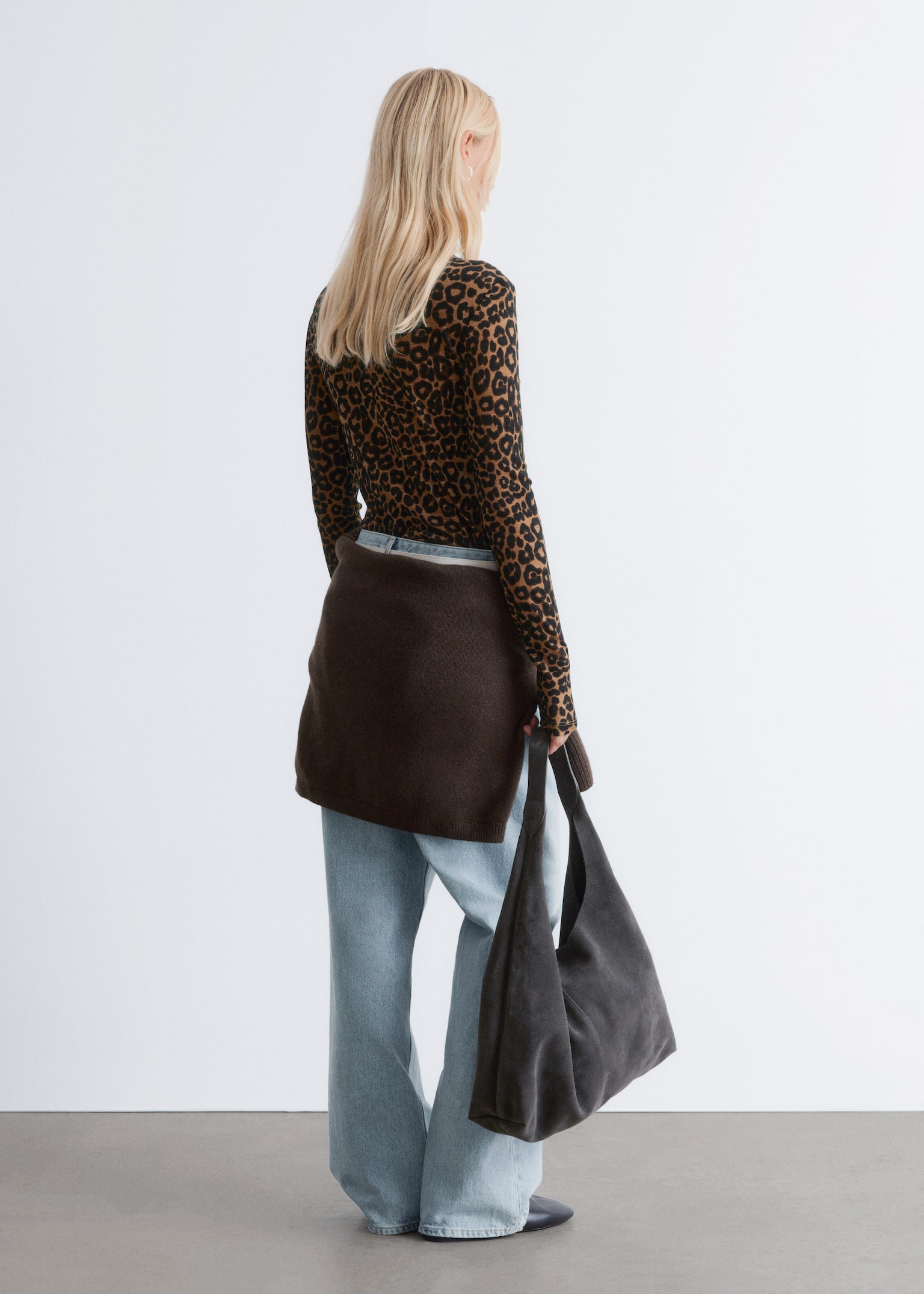 Top met opstaande boord - Bruine luipaardprint/Donkerbruin/Beige print/Zwart/beige strepen/Zwart/bruin geruit - 5