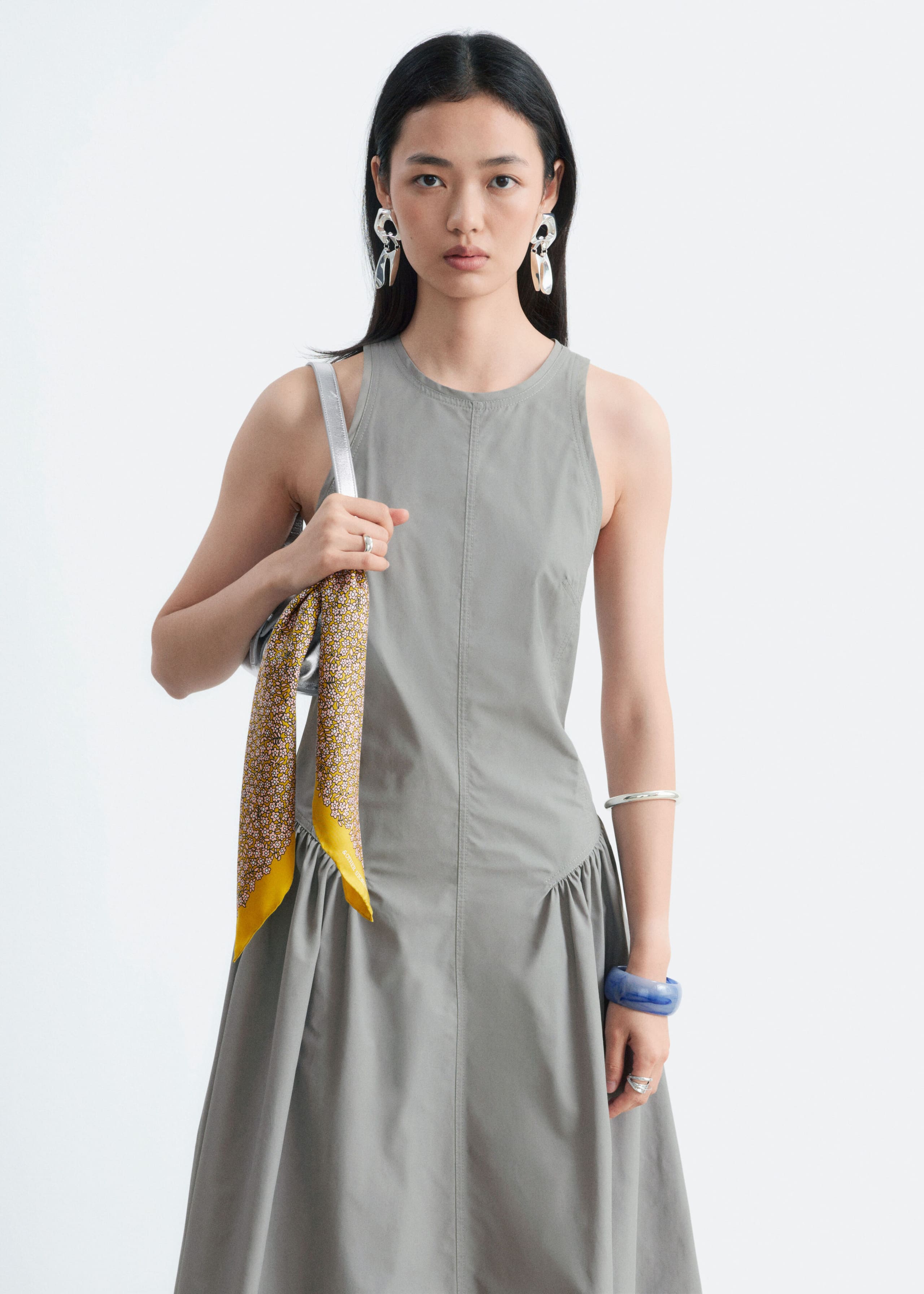 Sculptural Drop Brass Earrings - Silver - Lookbook
