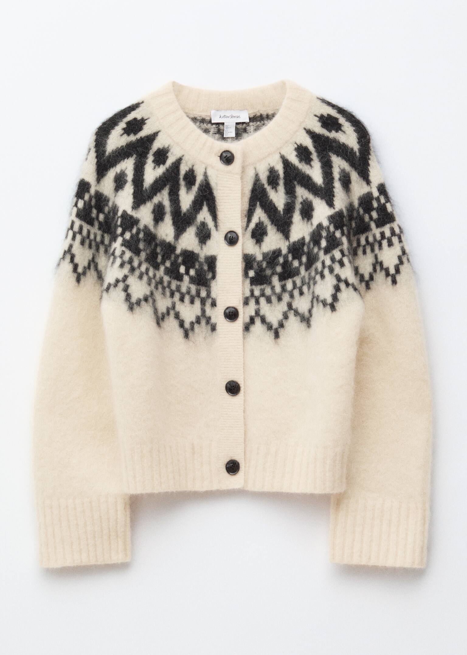 Mohair-Blend Cardigan - White/Black - 2