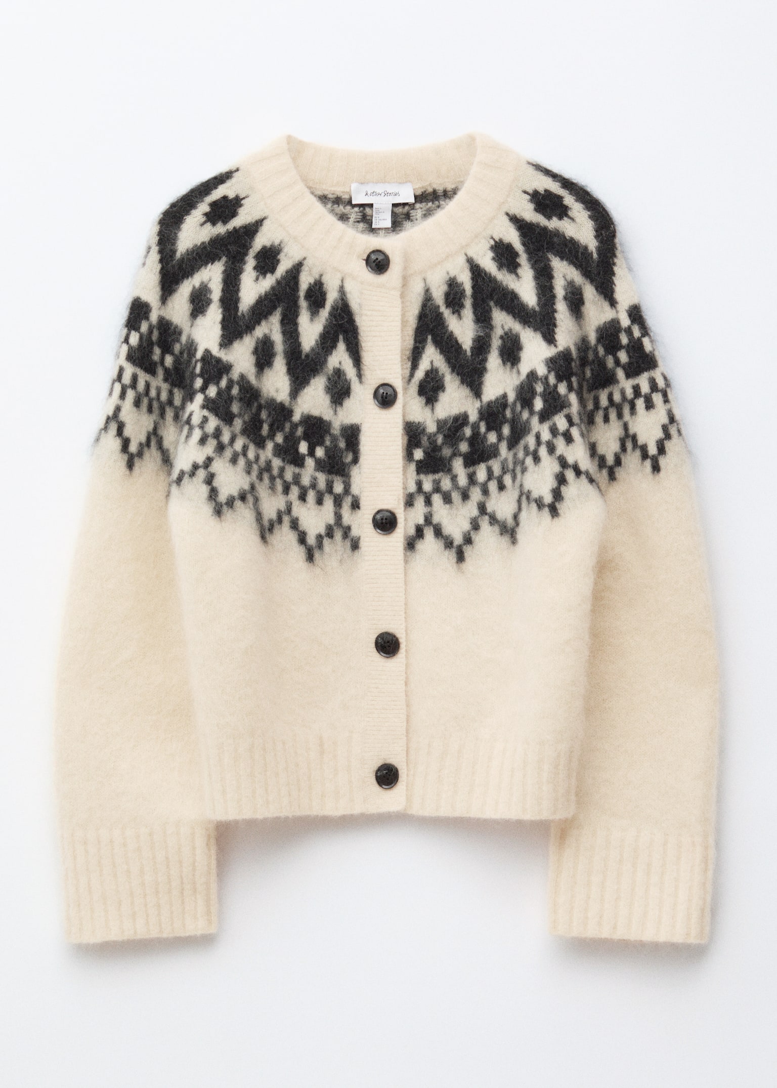 Cardigan in misto mohair - Bianco/Nero