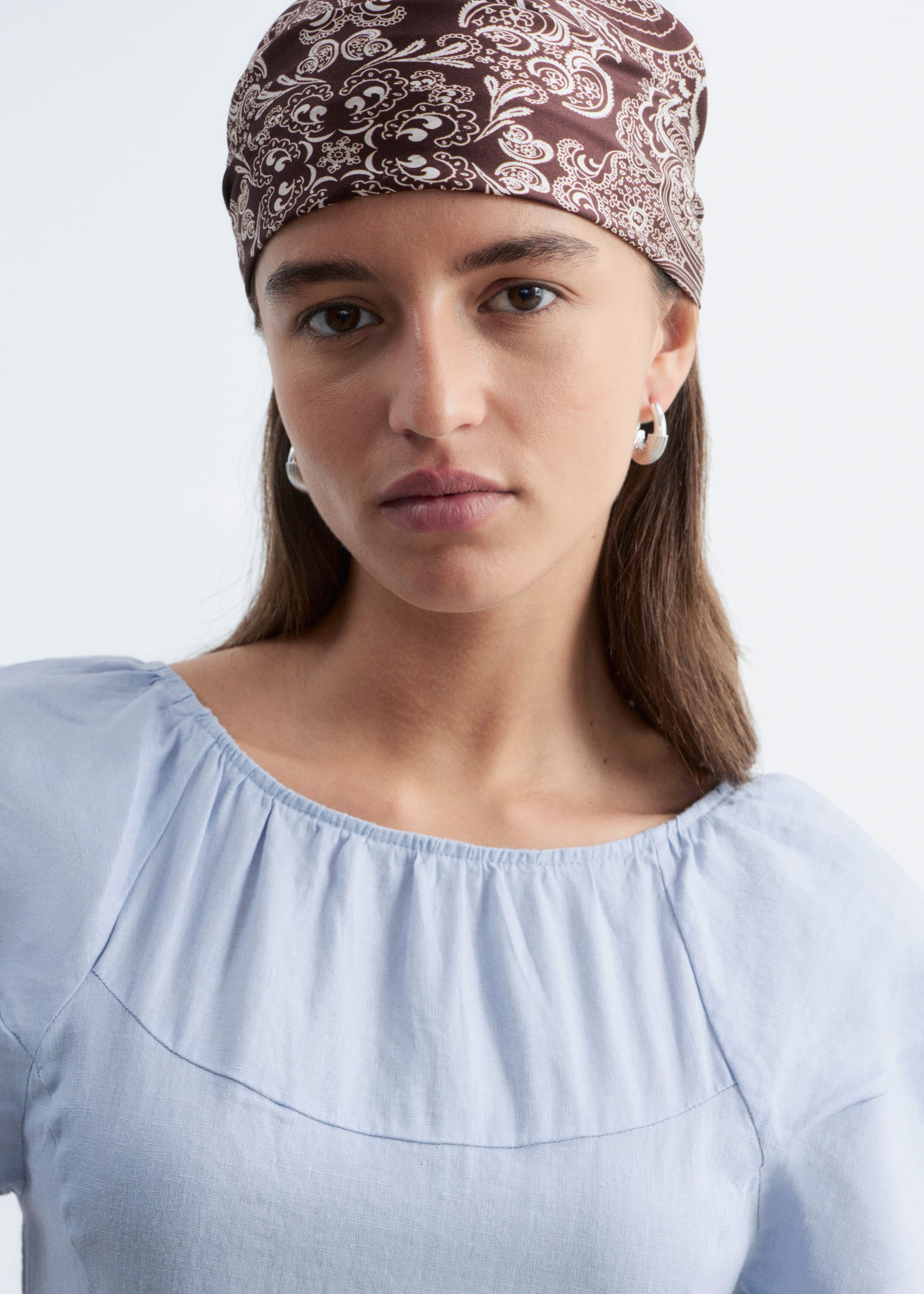 Image of Flared Linen Midi Dress