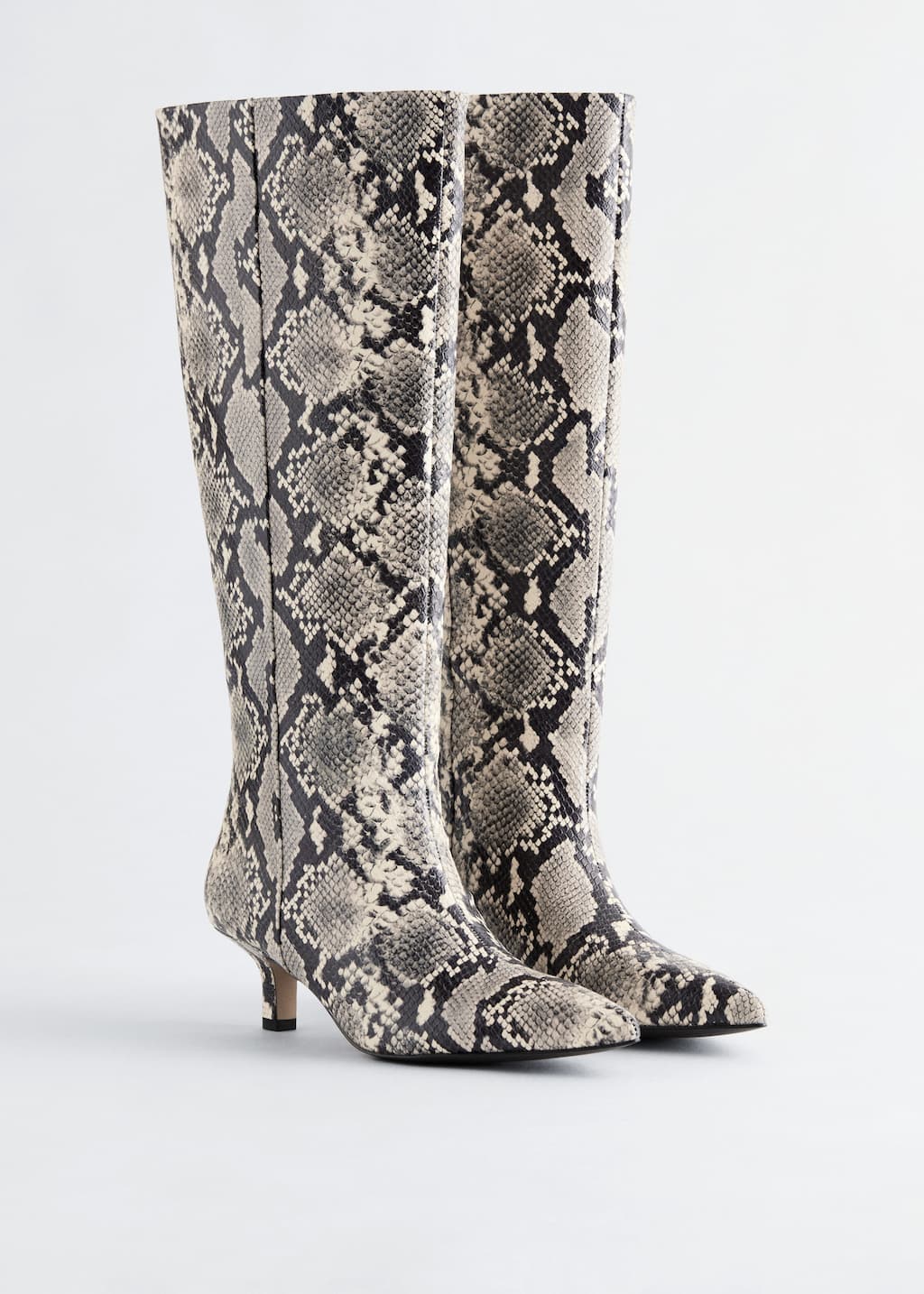 Image of Kitten Heel Leather Knee Boots