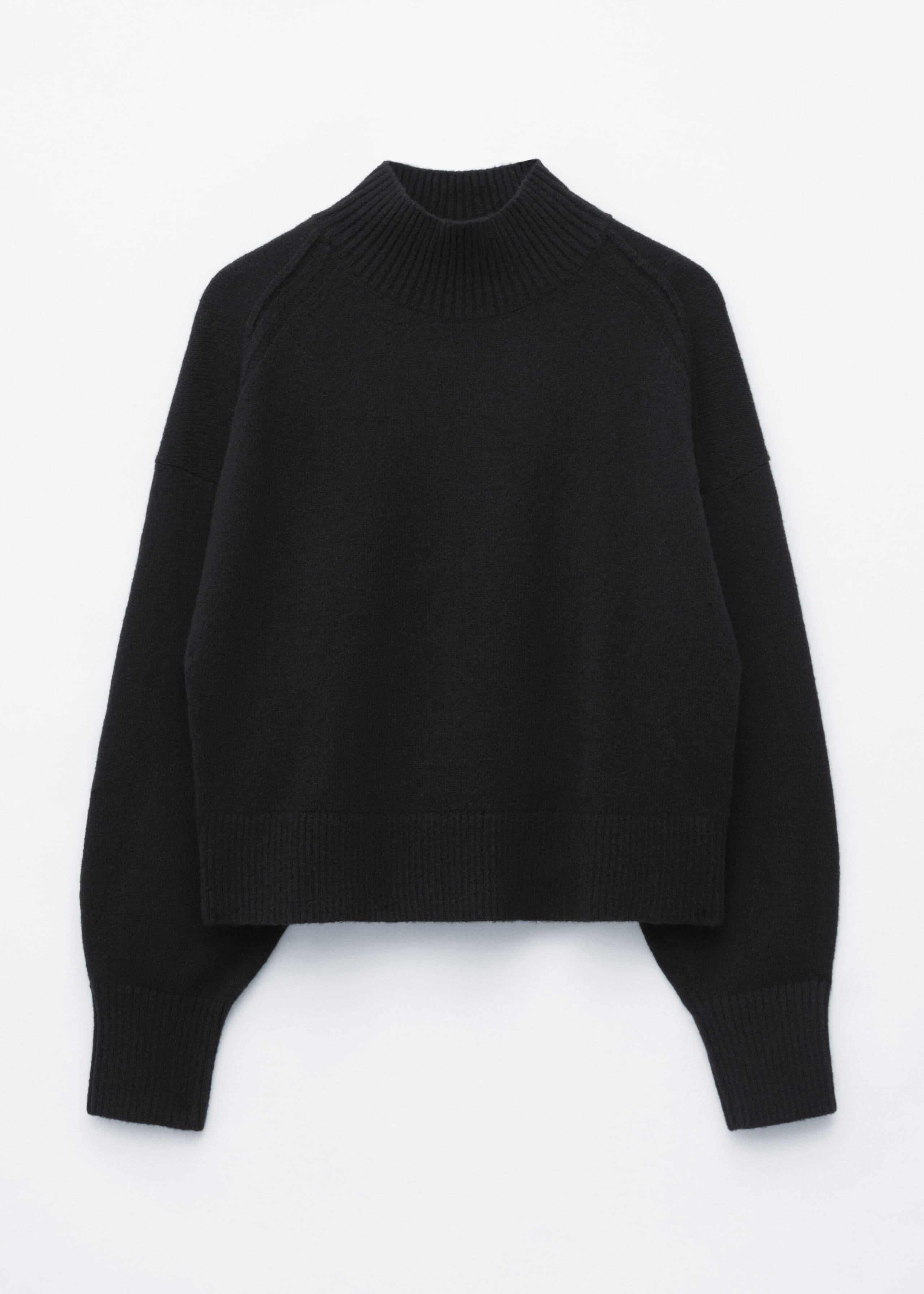 Mock-Neck Wool-Cotton Jumper - Black - Still Life