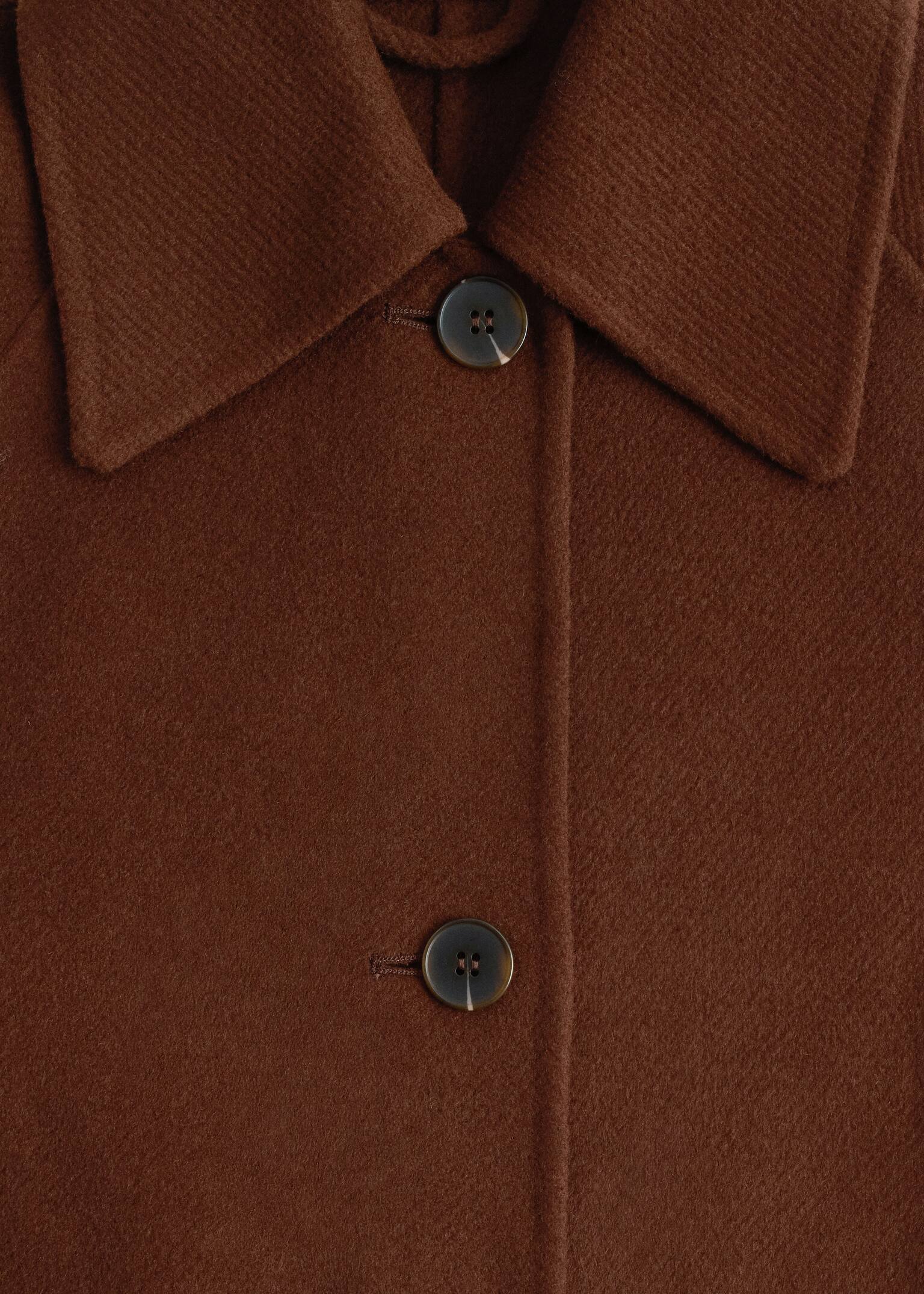 Carcoat aus Wolle mit Bindegürtel - Braun - 6
