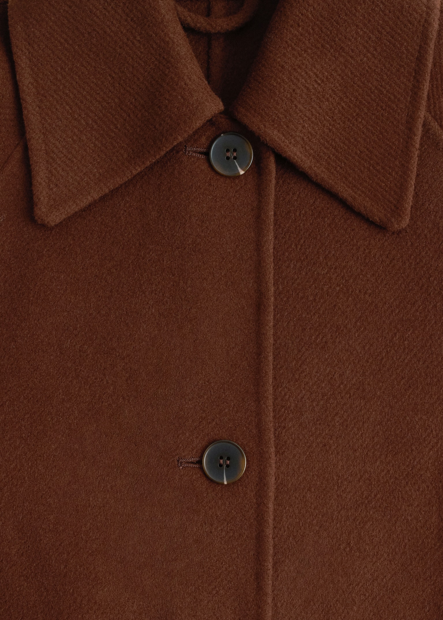 Lange jas van wol met strikceintuur - Bruin - 6
