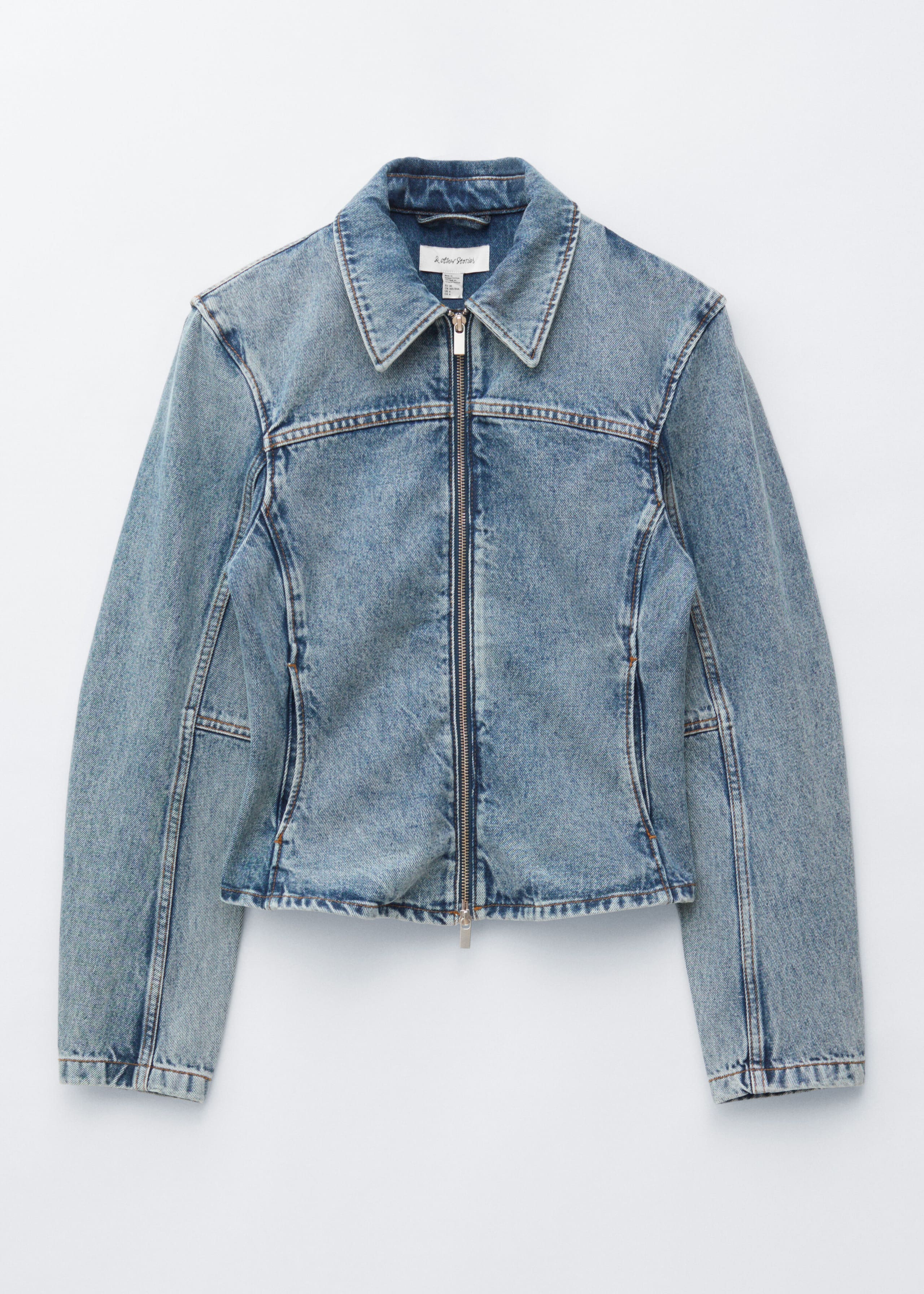 Image of Chaqueta vaquera ajustada con cremallera completa