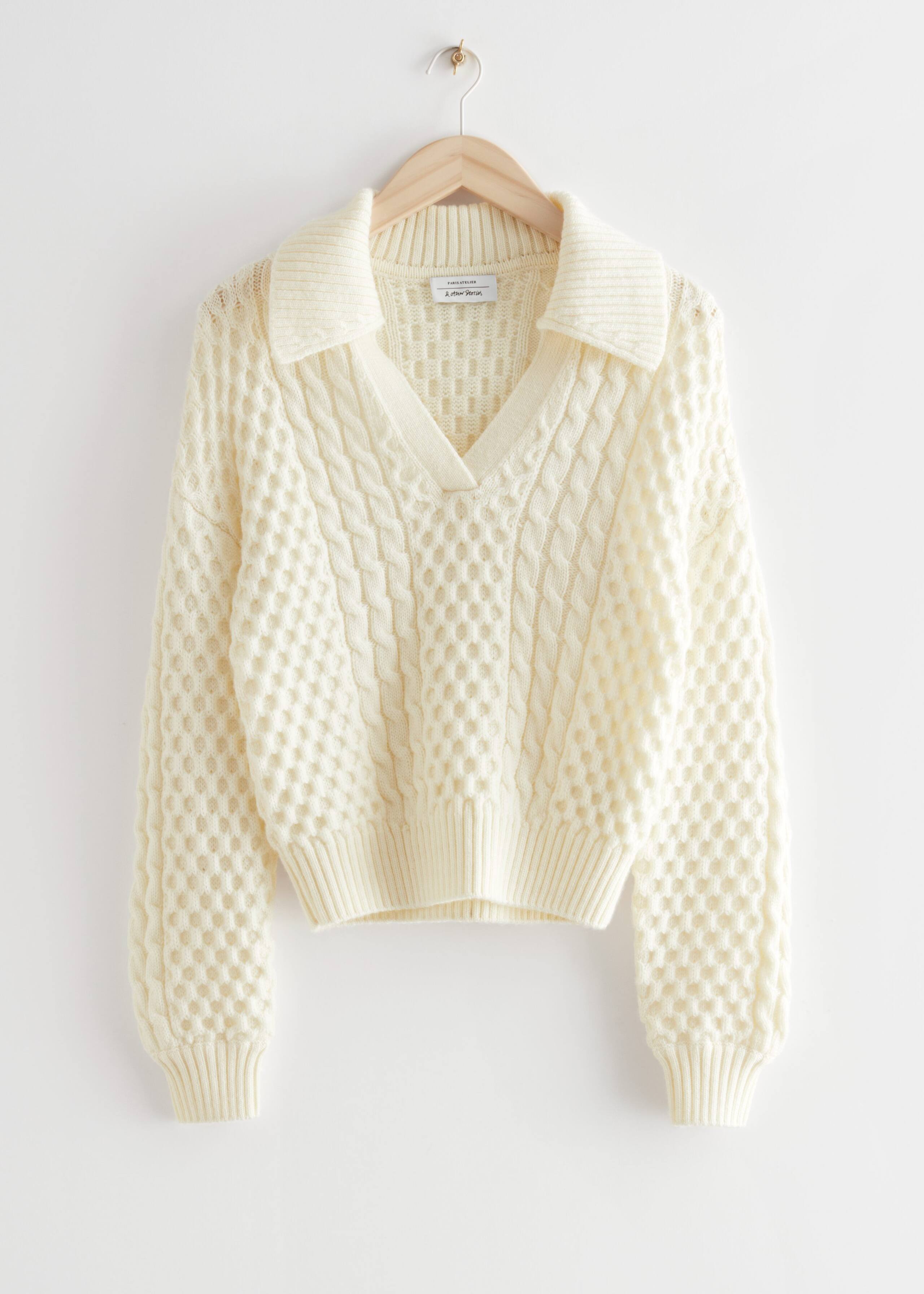 Merino Cable Knit Sweater - Cream - Bodegón