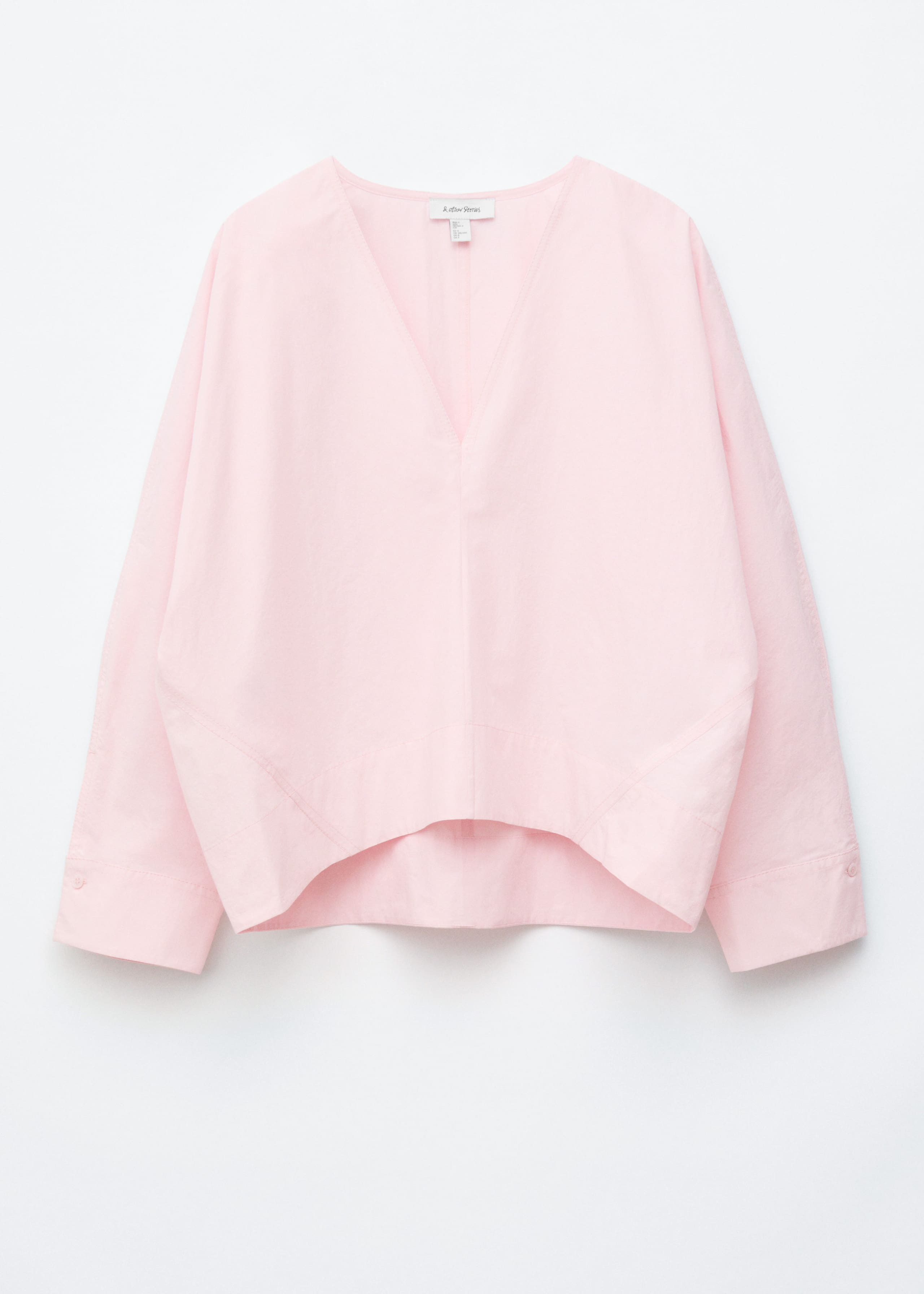 Image of Skulpturale Baumwollbluse mit V-Ausschnitt