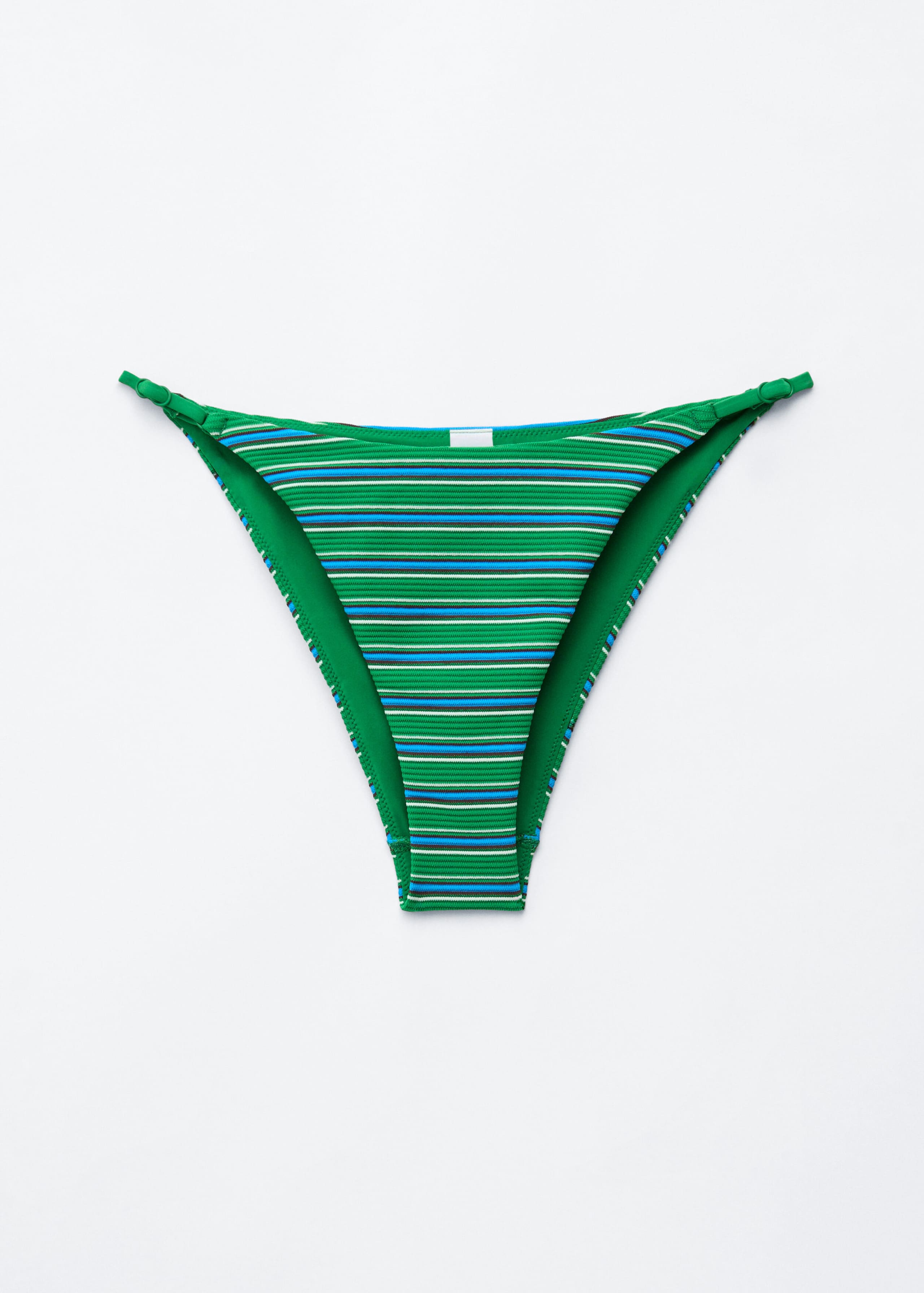 Bikinitrosa med sidodetalj – Grön/blårandig – stilleben