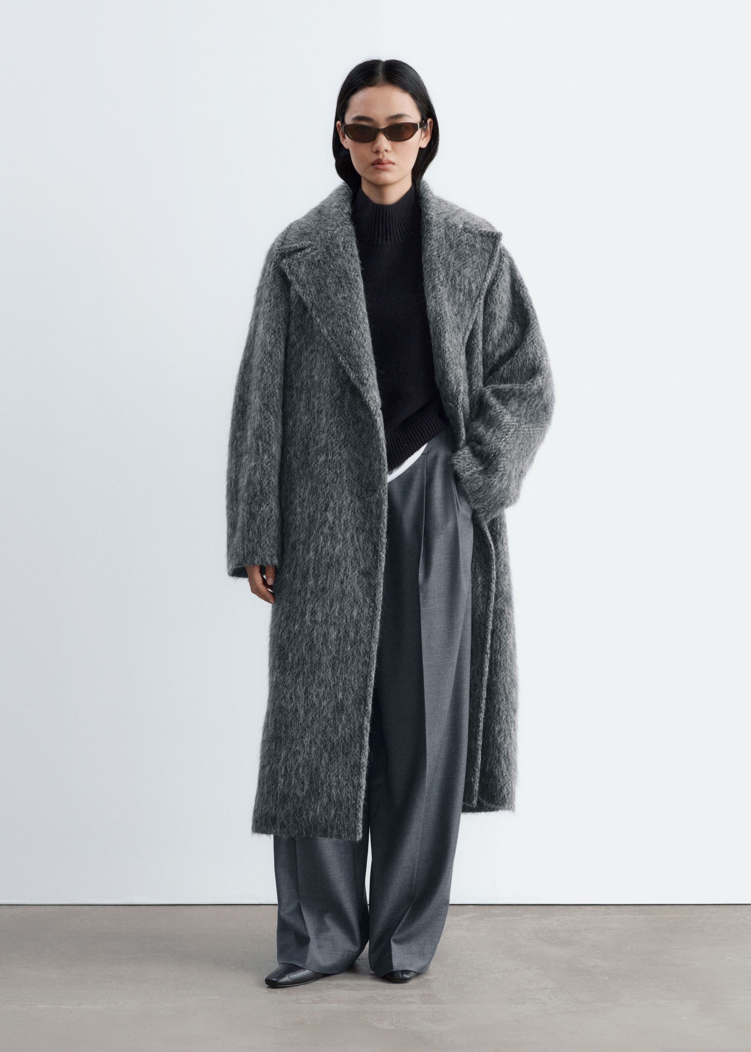 Brushed Wool-Blend Coat - Grey Melange - Lookbook