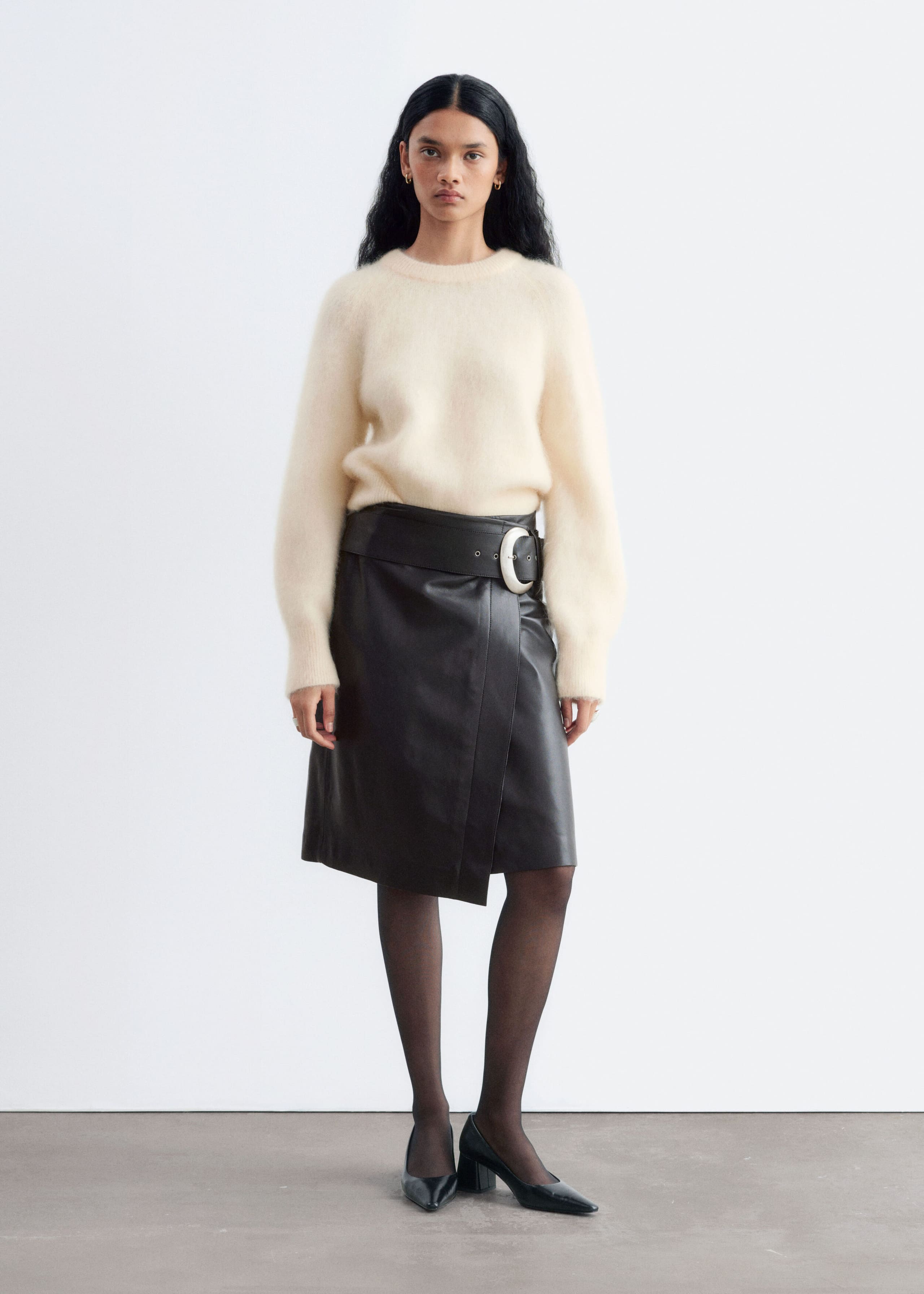 Pullover mit Ballonärmeln aus Mohair-Mix - Hellbeige - Lookbook