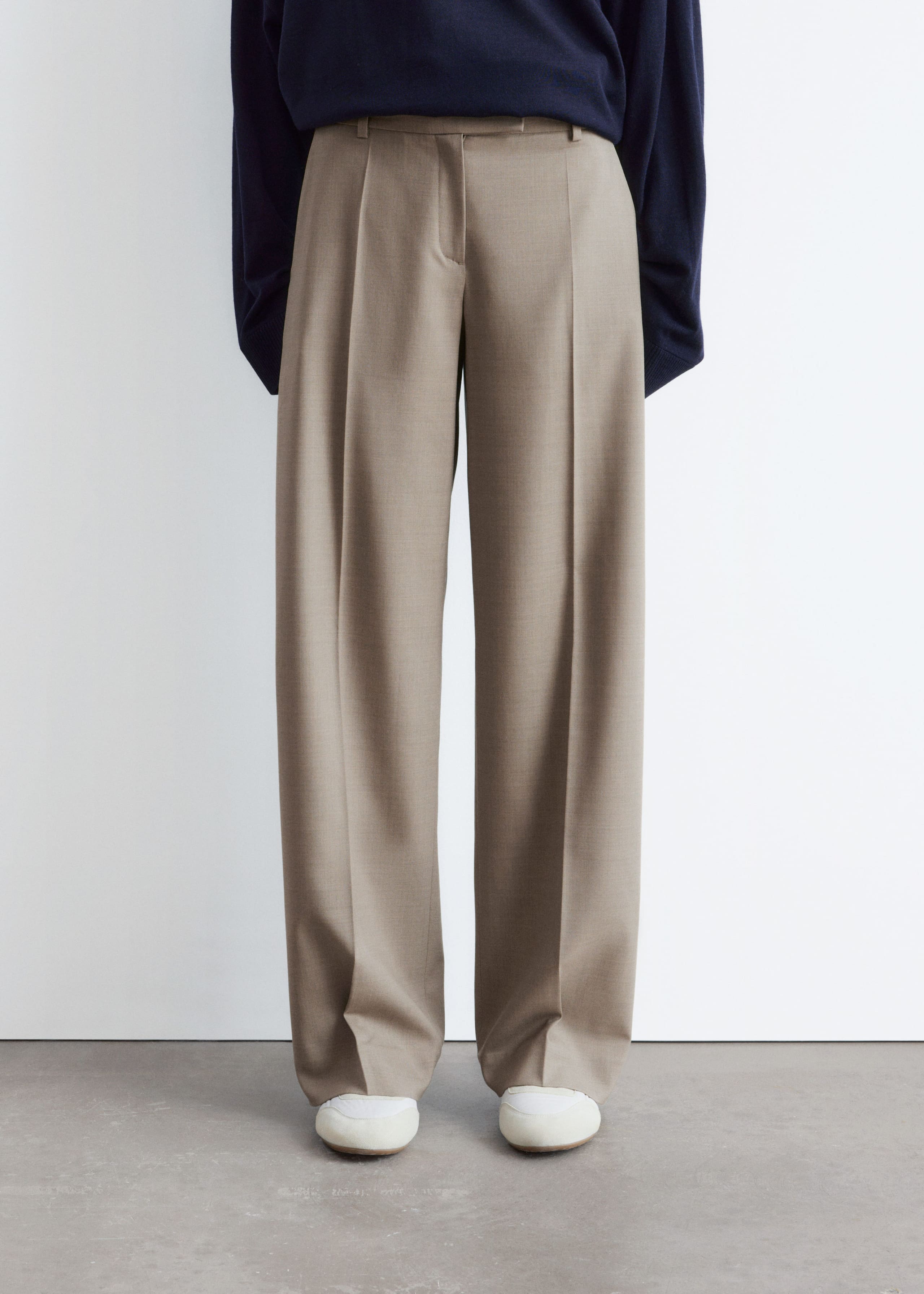 Merino Wool Press-Crease Trousers - Mole - Lookbook