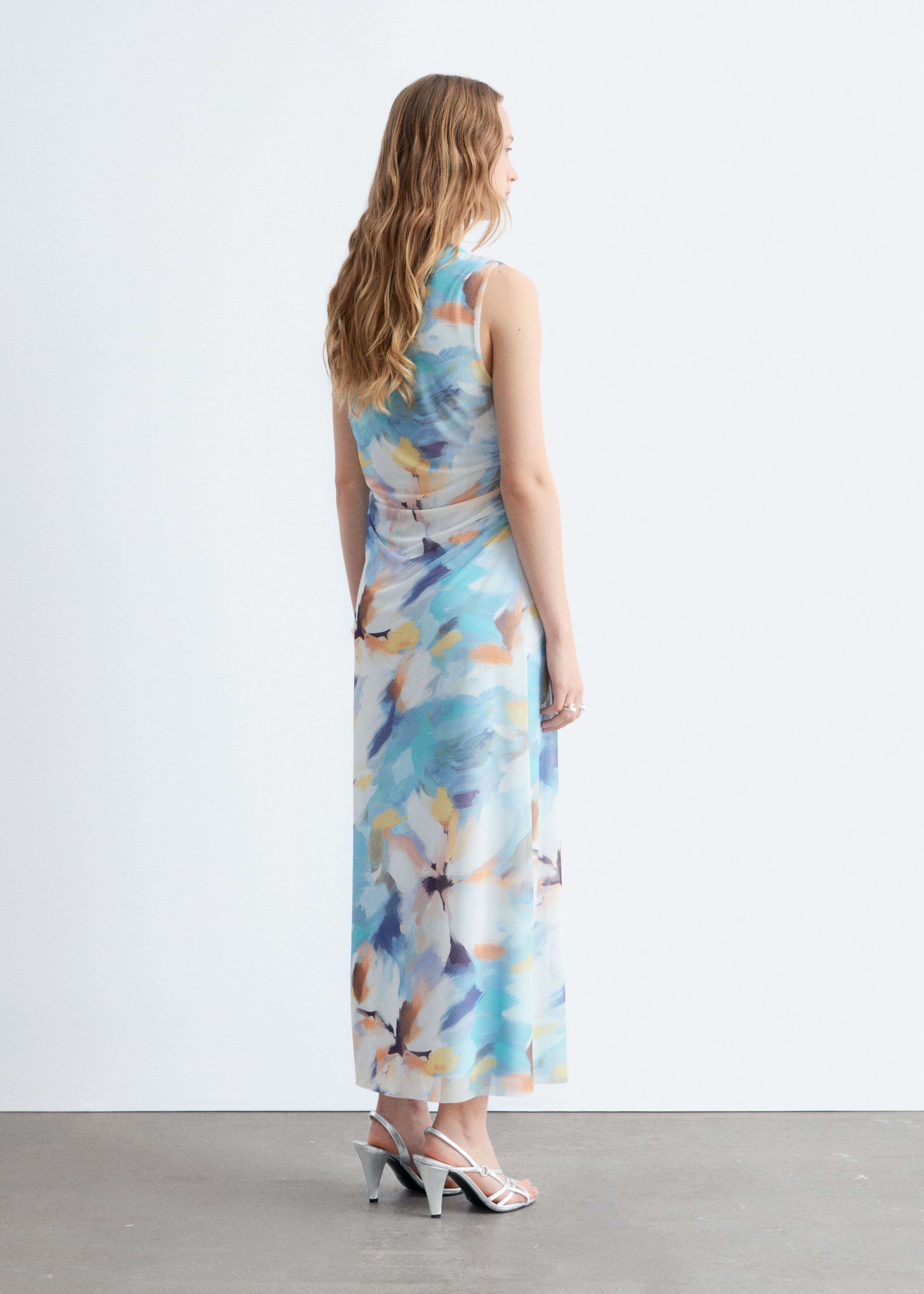 Image of Draped Sleeveless Midi Dress
