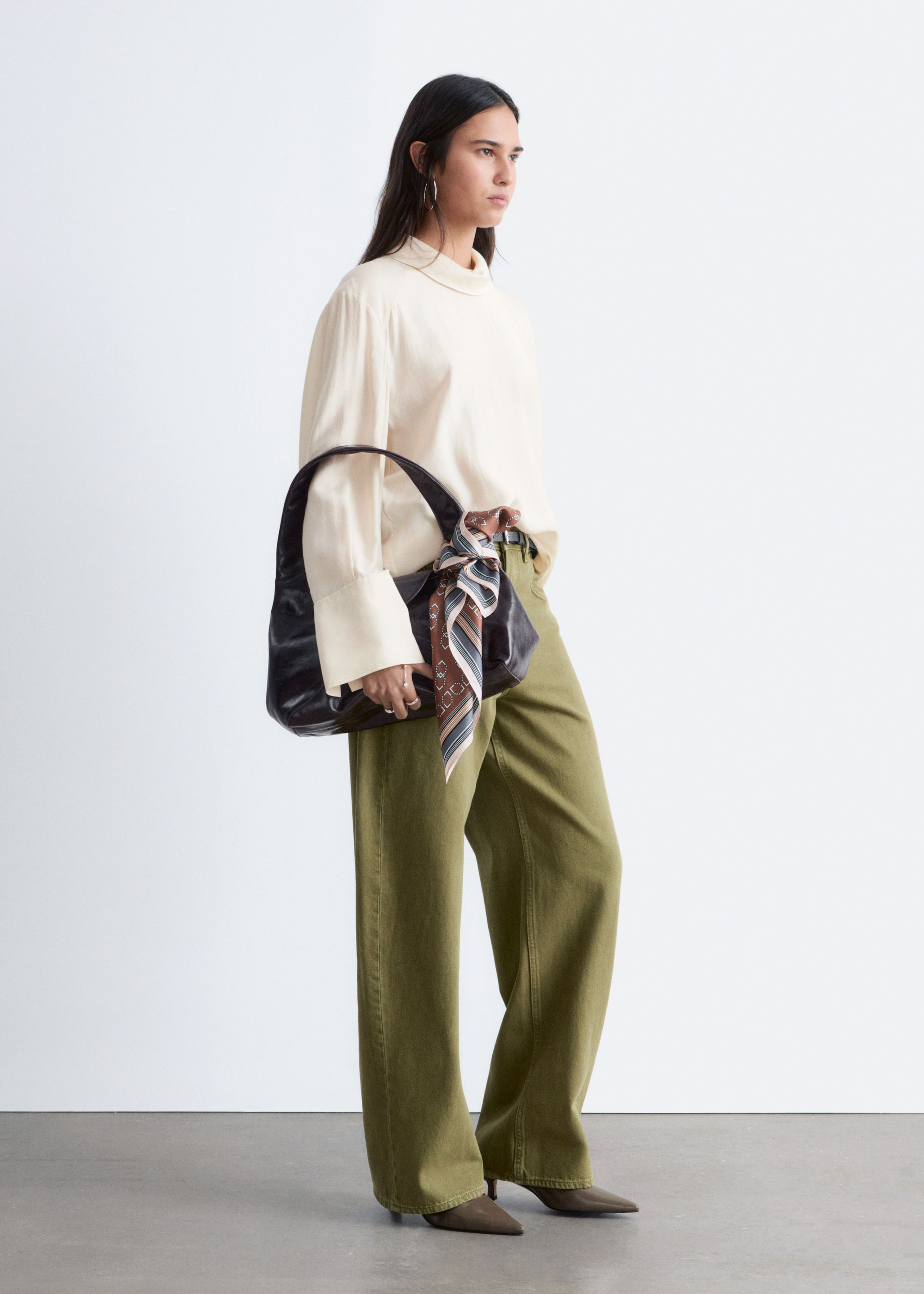 Image of Folded Stand-Collar Blouse