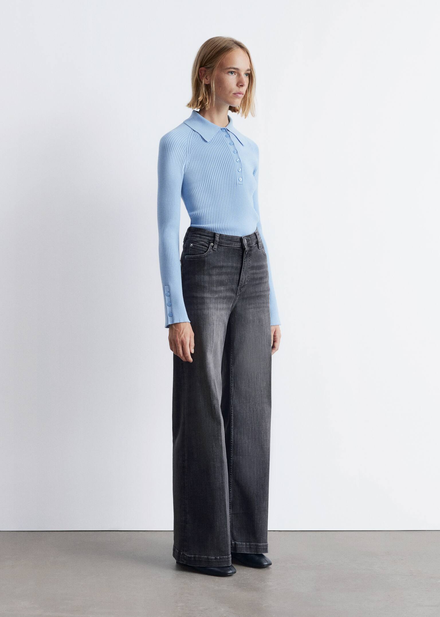 Wide Press-Crease Jeans - Dark grey - 5