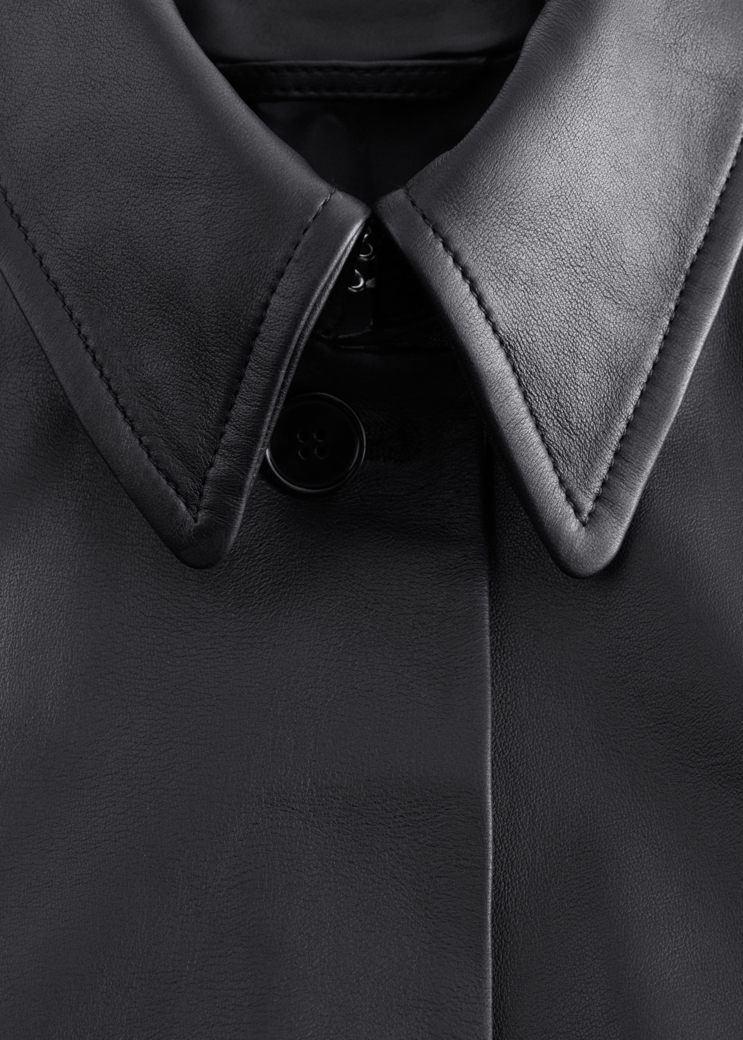 Image of Tie-Belt Leather Coat
