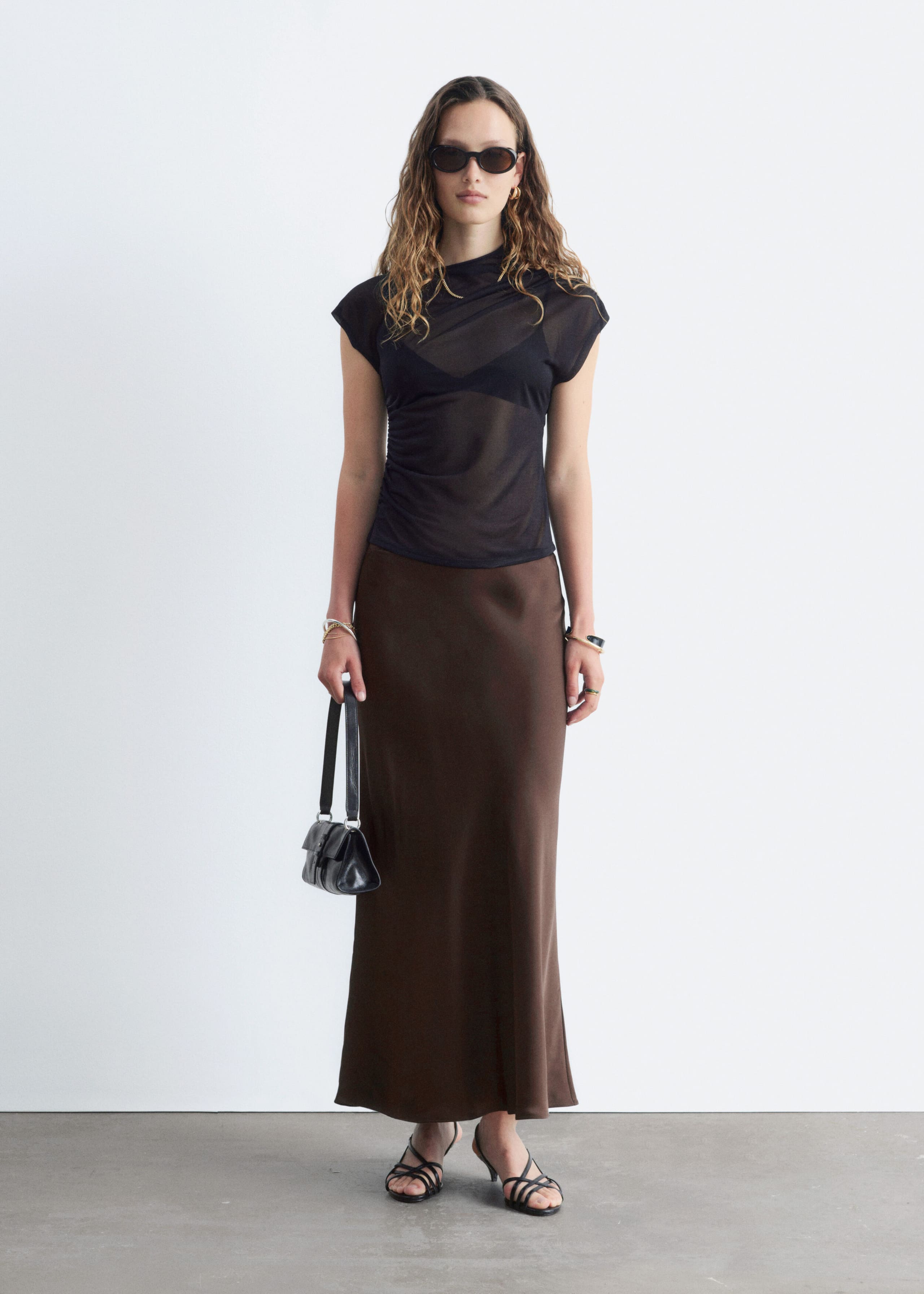 Satin Maxi Skirt - Dark Brown - Still Life