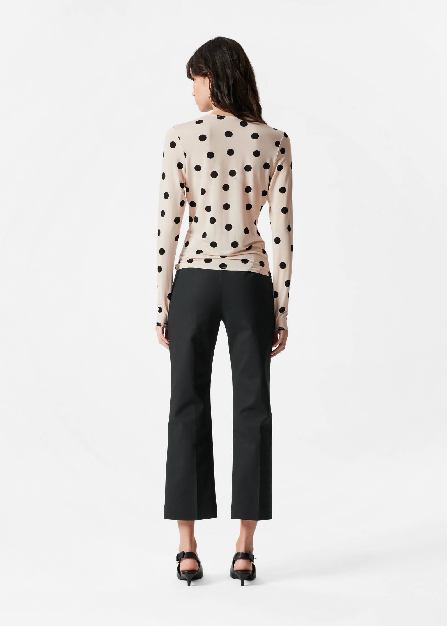 Haut en jersey à manches longues - Beige à pois - 3