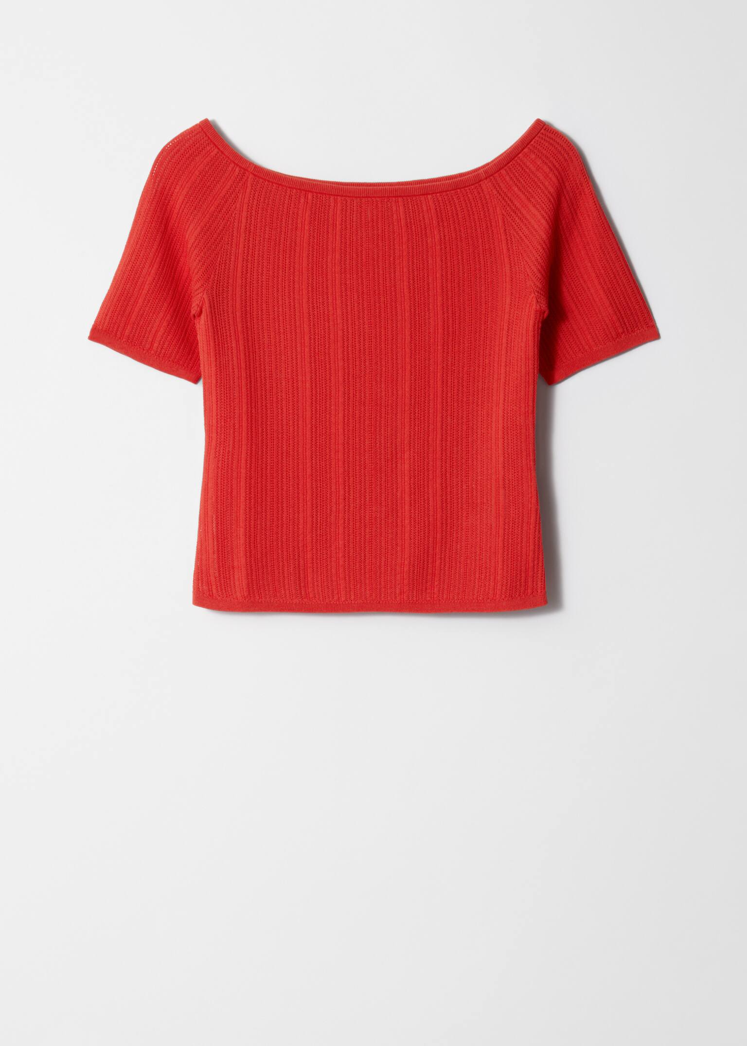 Rib-Knit Off-Shoulder Top - Rød - 2