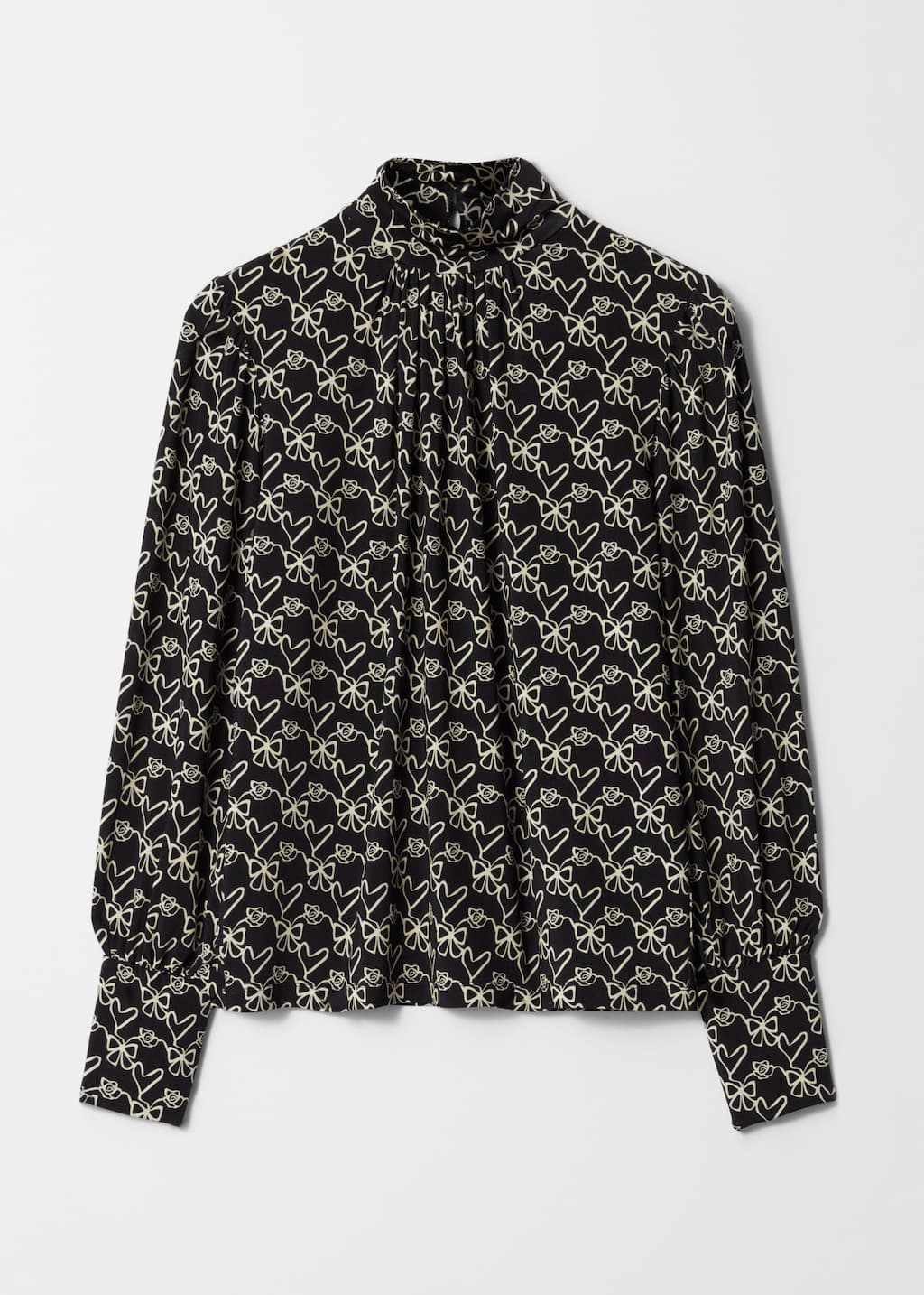 Mock Neck Blouse - Black - Still Life