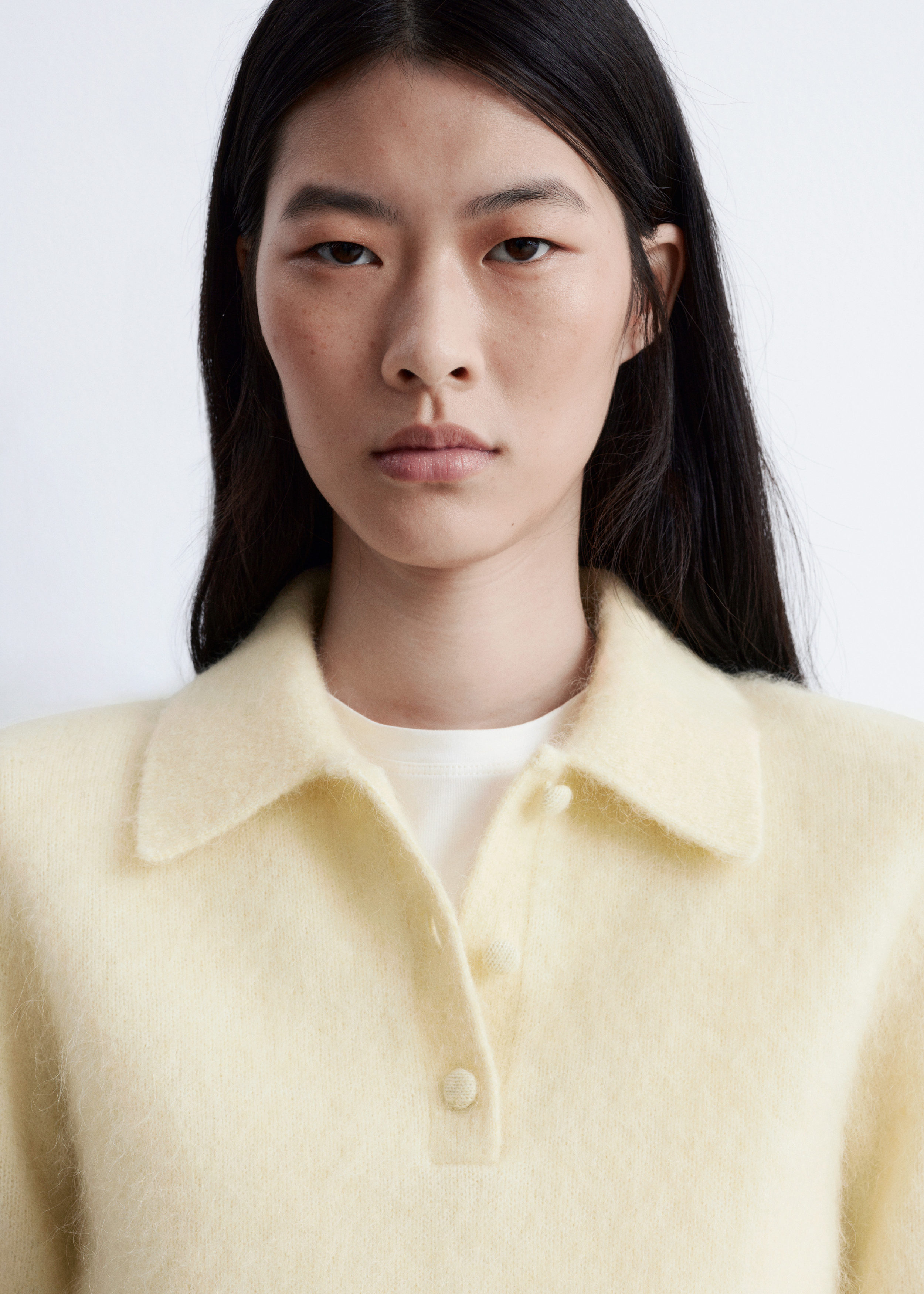 Brushed Knit Polo T-Shirt - Light Yellow - & Other Stories US