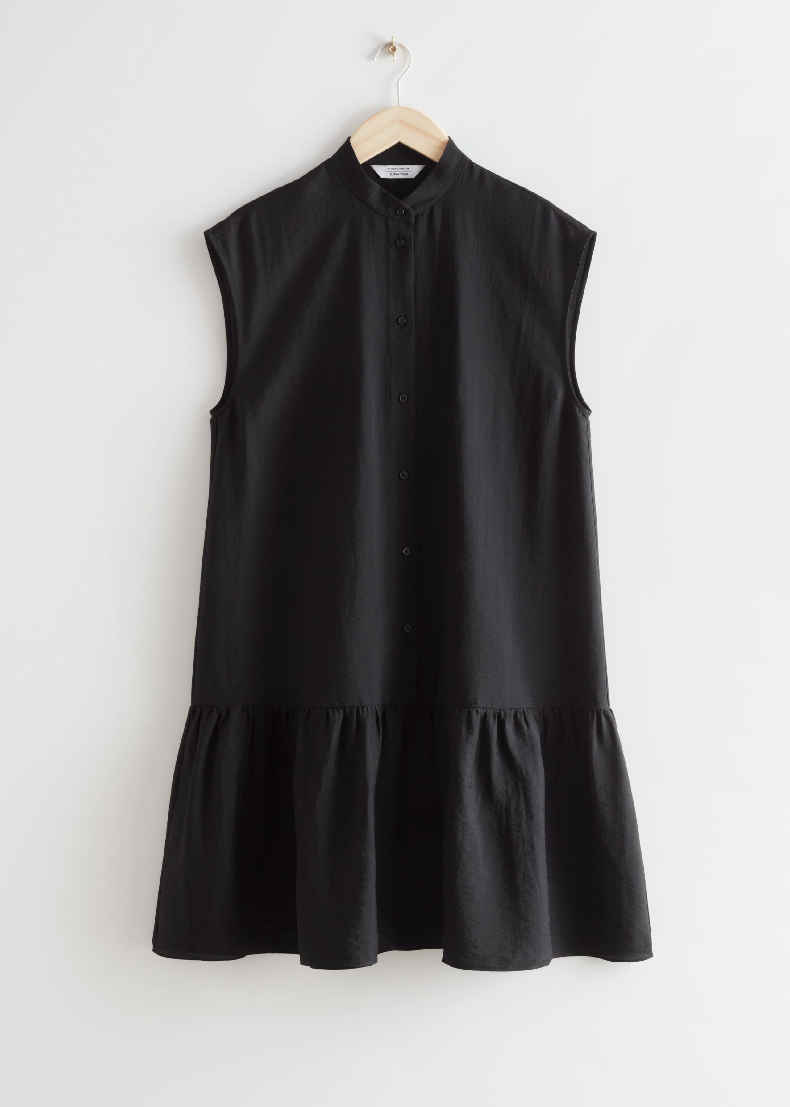 Buttoned Tiered Midi Dress - Blue Stripes - Natura morta