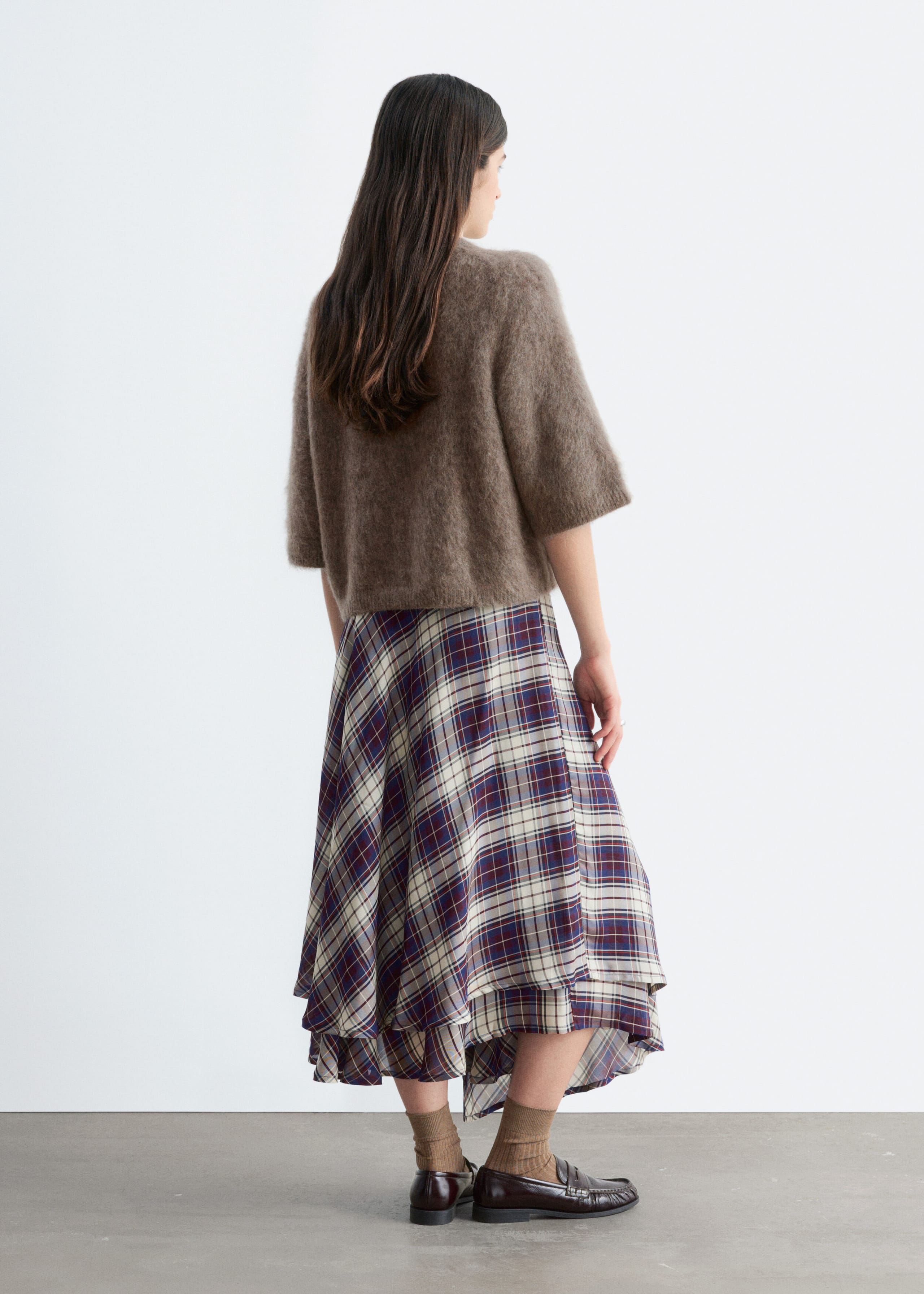 Mohair-Blend Knitted T-shirt - Brown - Lookbook