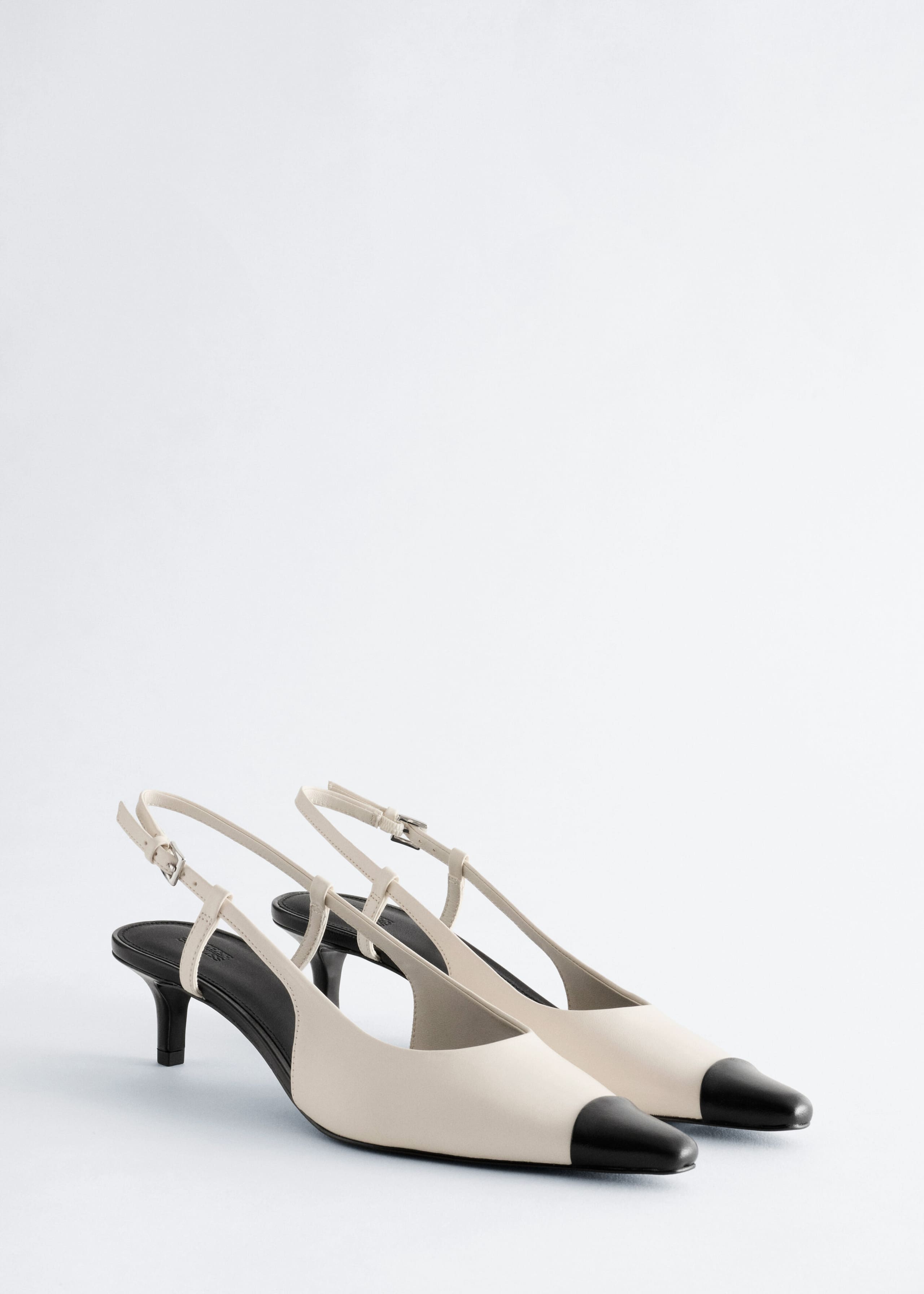 Leather Slingback Pumps - White/Black - Still Life