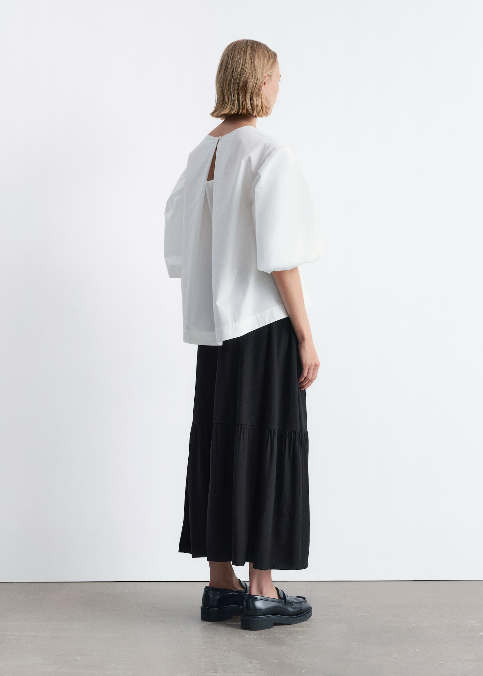 Tiered Midi Skirt - Black - 5