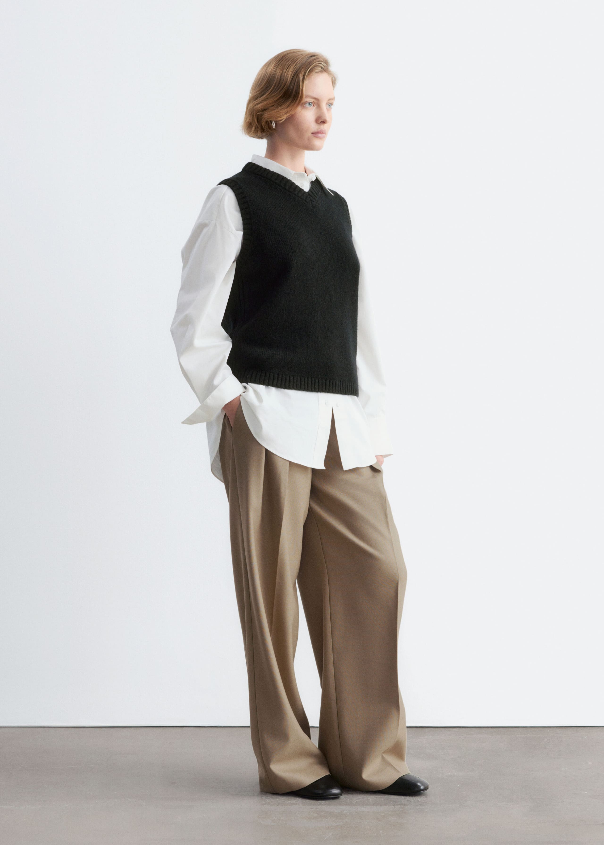 Débardeur en maille de laine et de coton - Noir - Lookbook