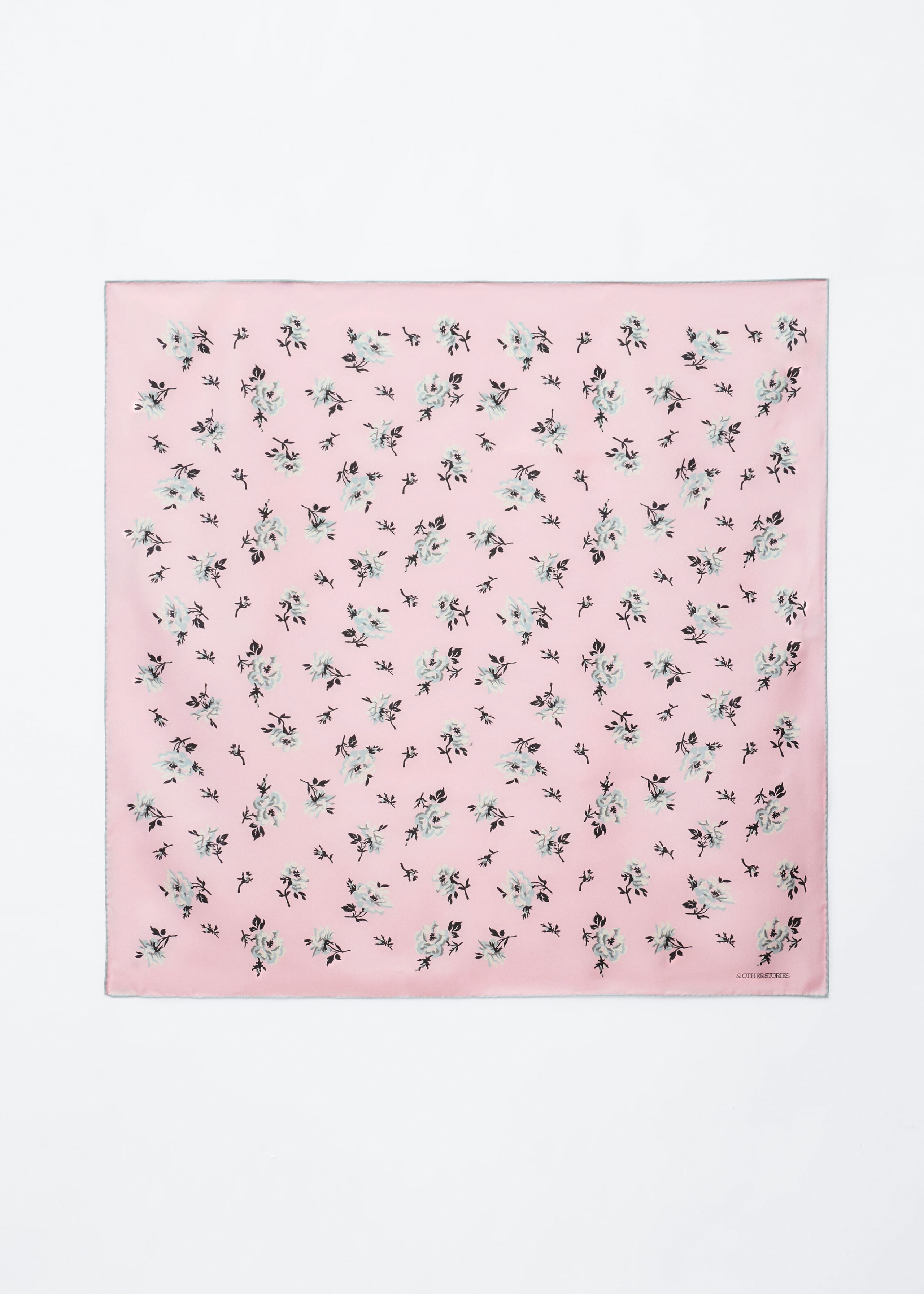 Floral Silk Scarf - Black/Blue Floral - Still Life