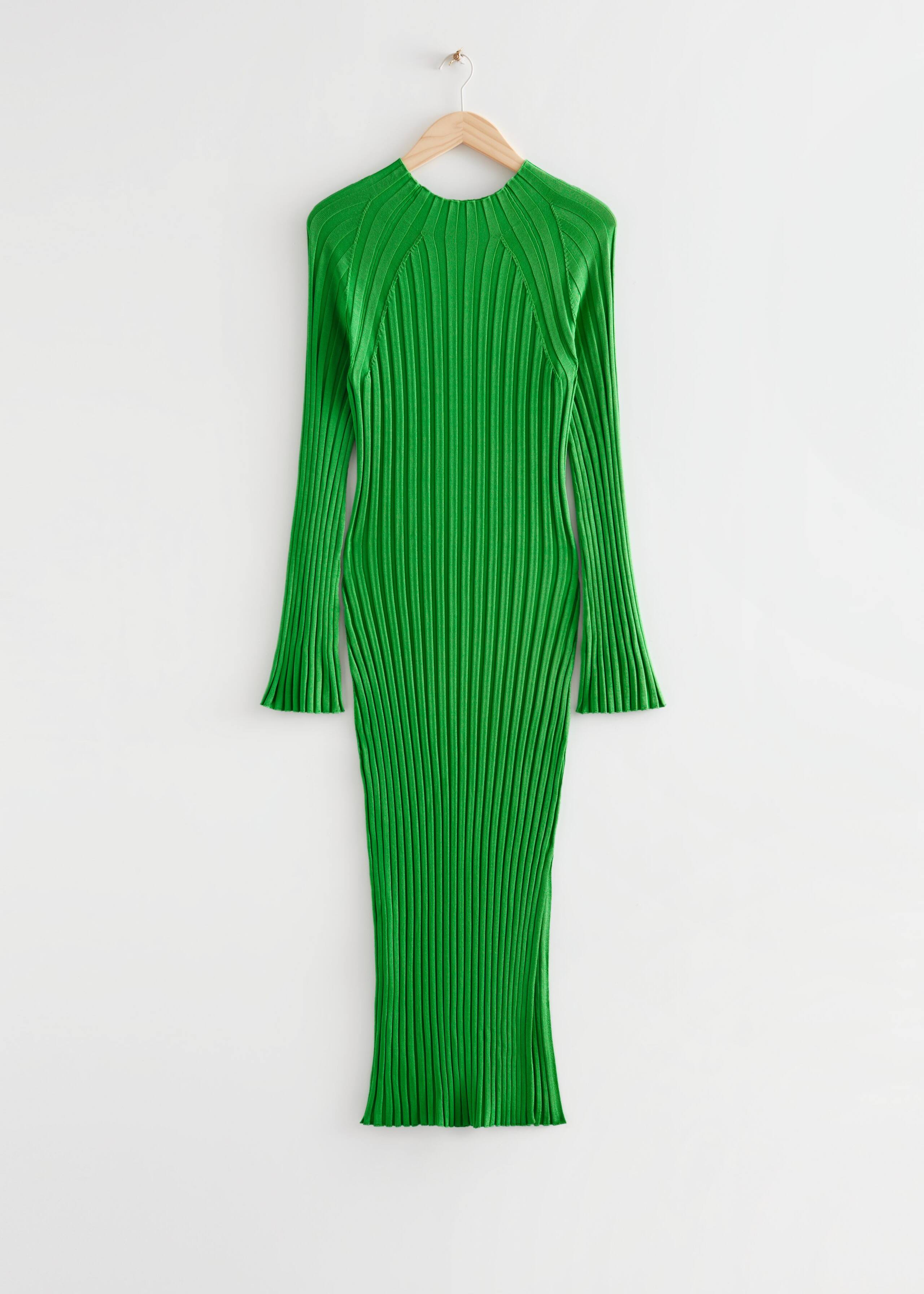 RibKnitMidiDress - Bright Green - Natura morta