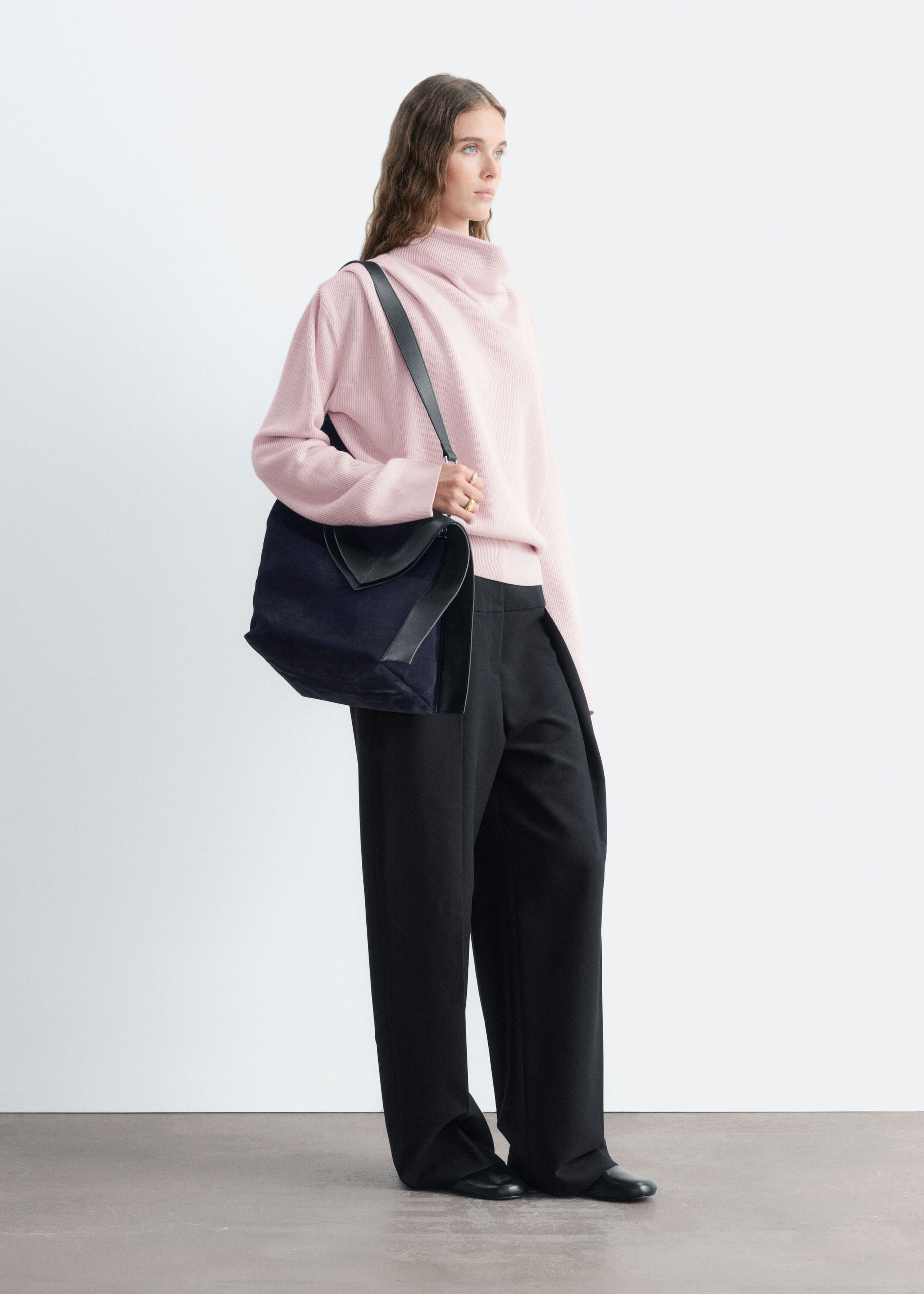 Pleat-Detail Wool Jumper - Light Pink - Lookbook