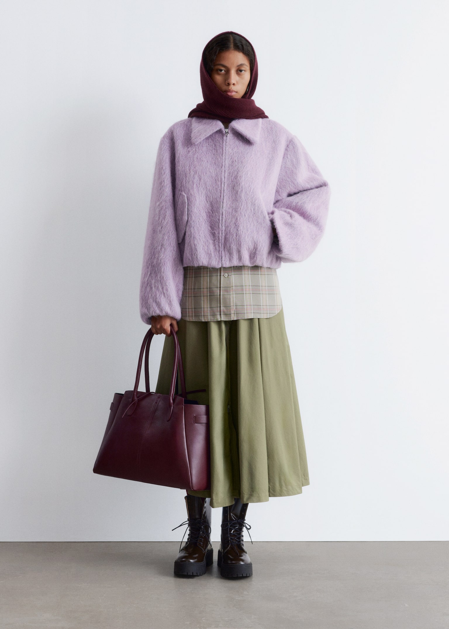 Cropped Wool Bomber Jacket - Lilla - 3