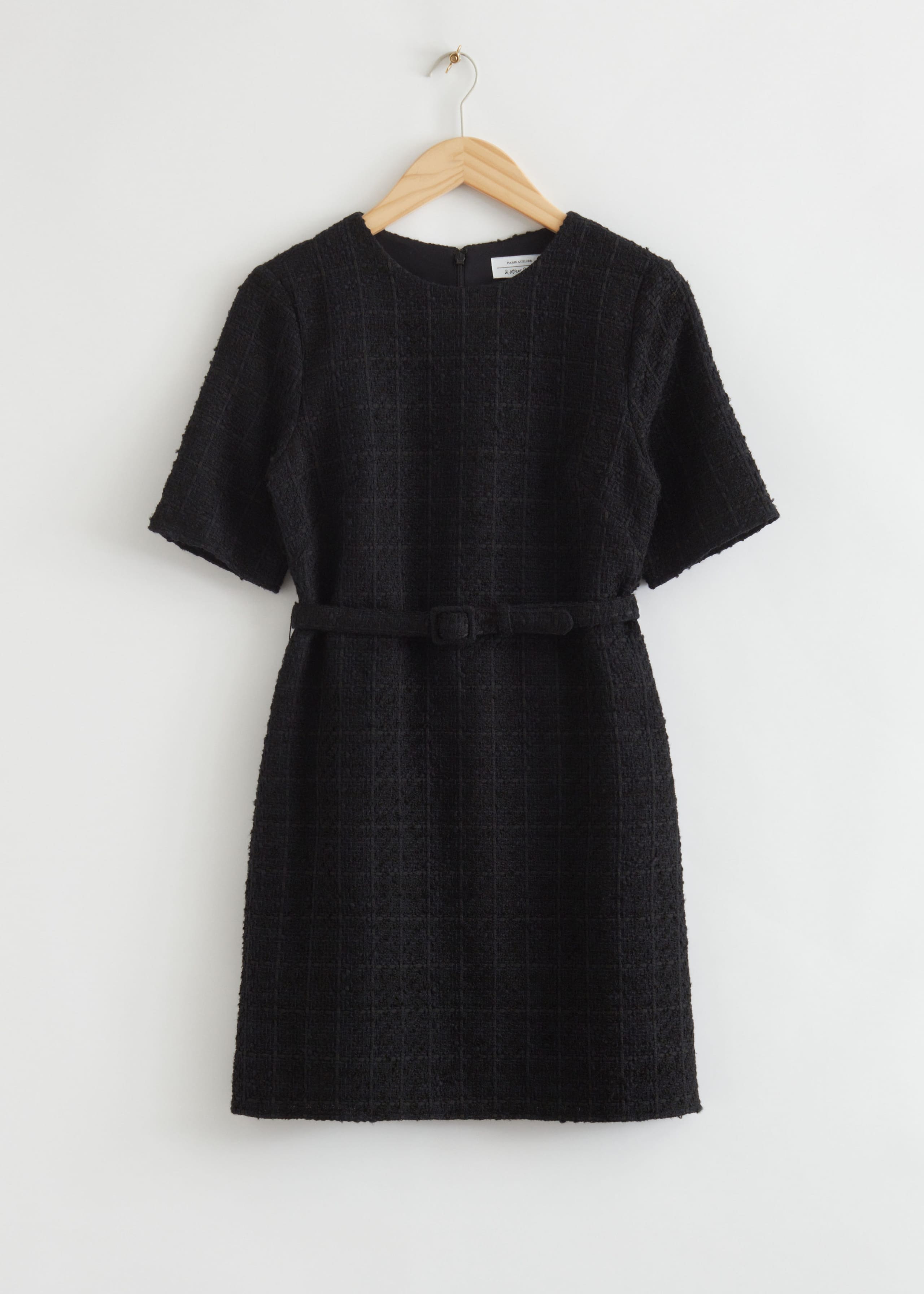 Tweed Belted Mini Dress - Tweed Black - Still Life