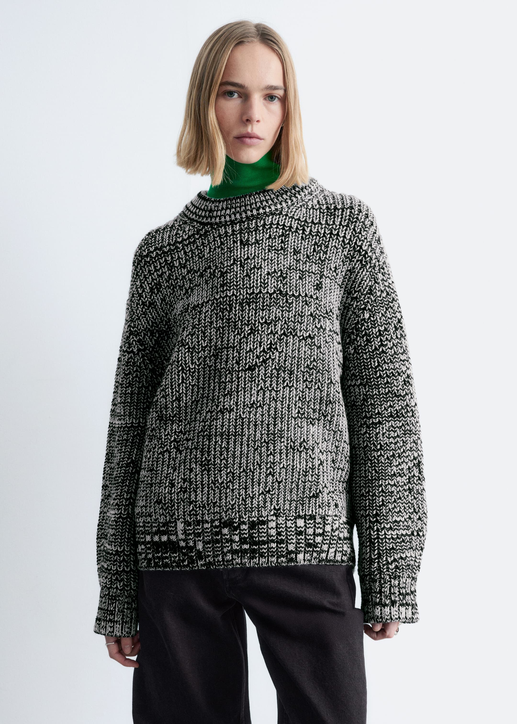 Oversized uldtrøje - Sort/hvid - DAME | H&M DK