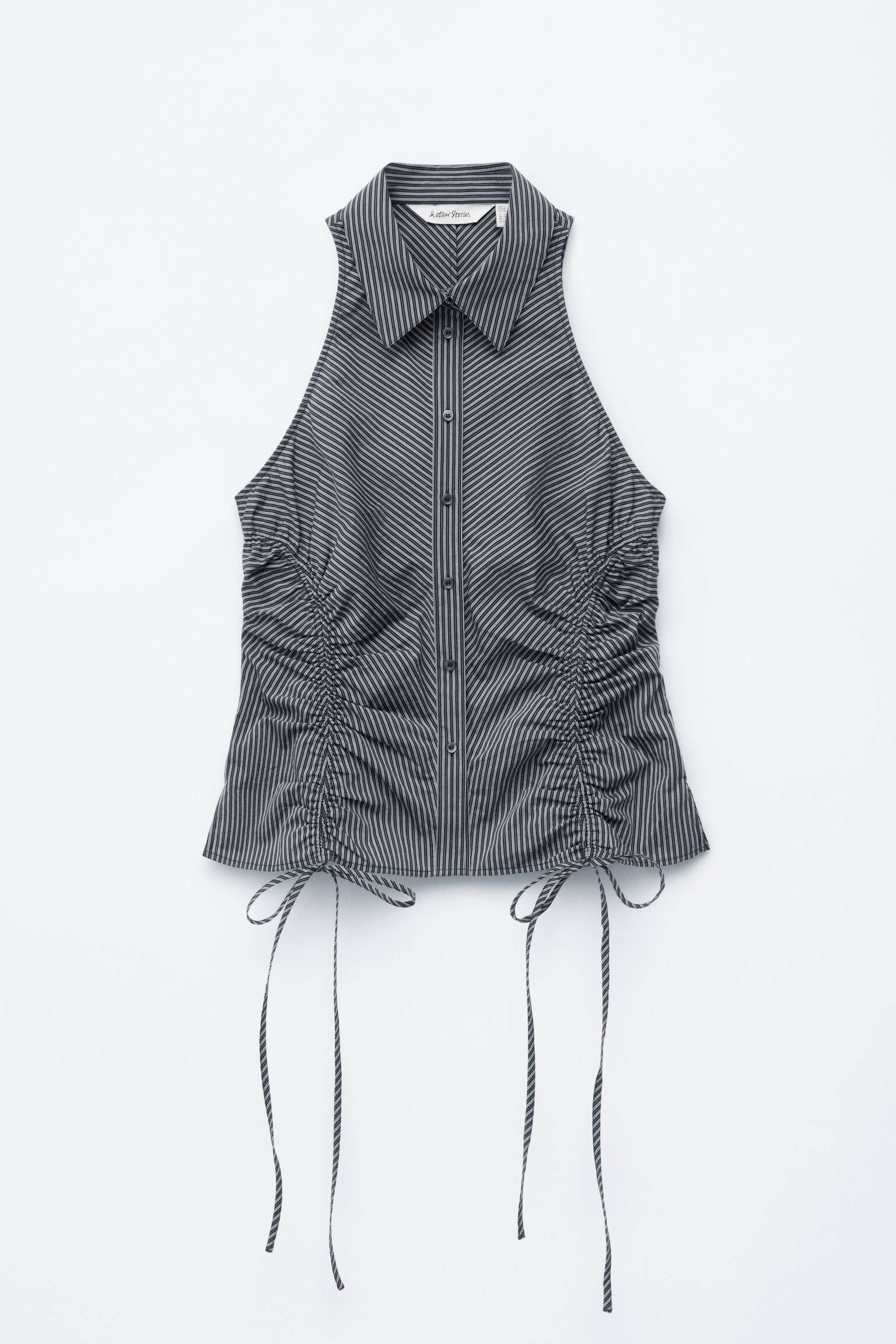 Haut sans manches à cordon de serrage - Rayures bleu marine - 1