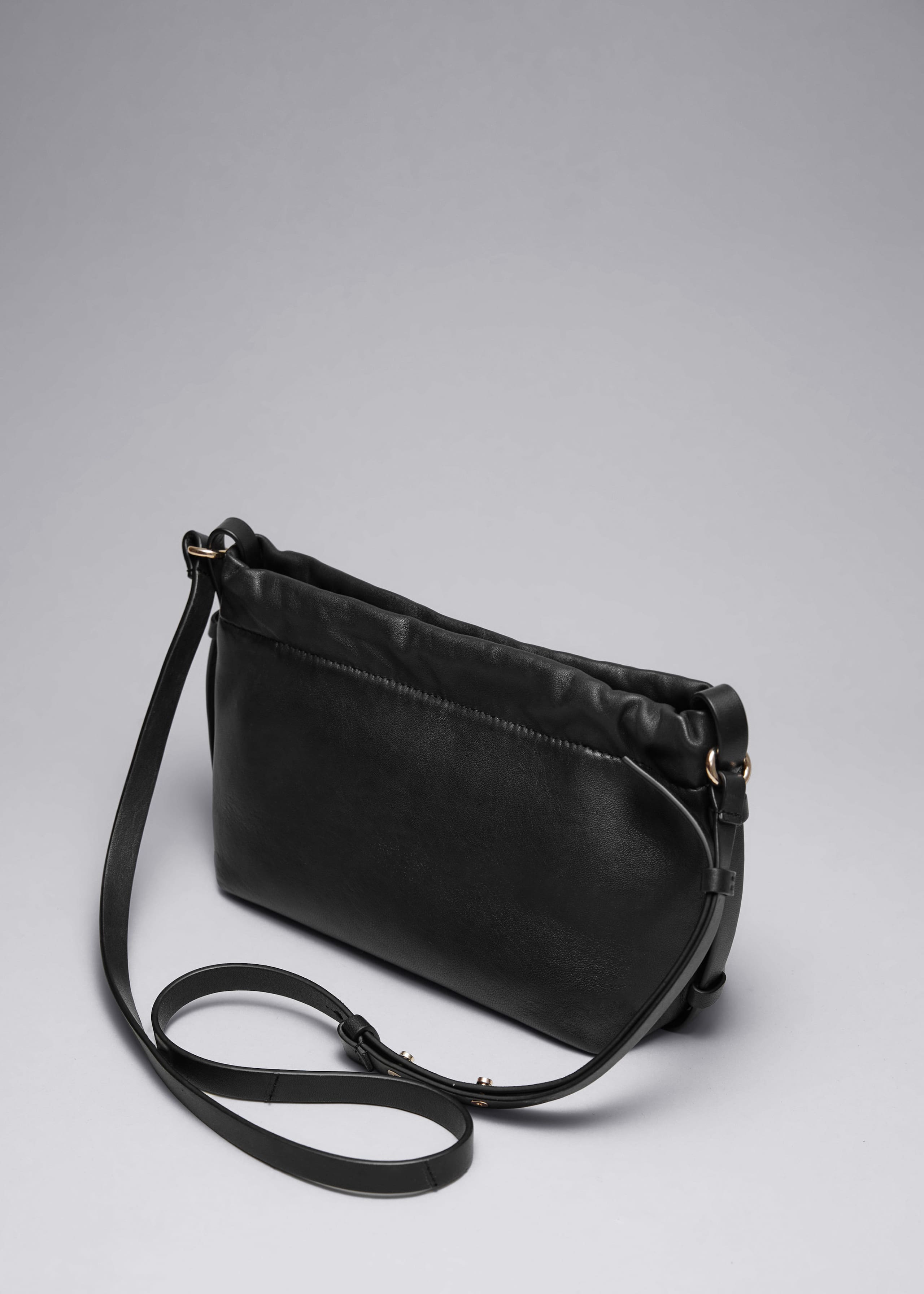 Small Leather Drawstring Tote - Green - Still Life
