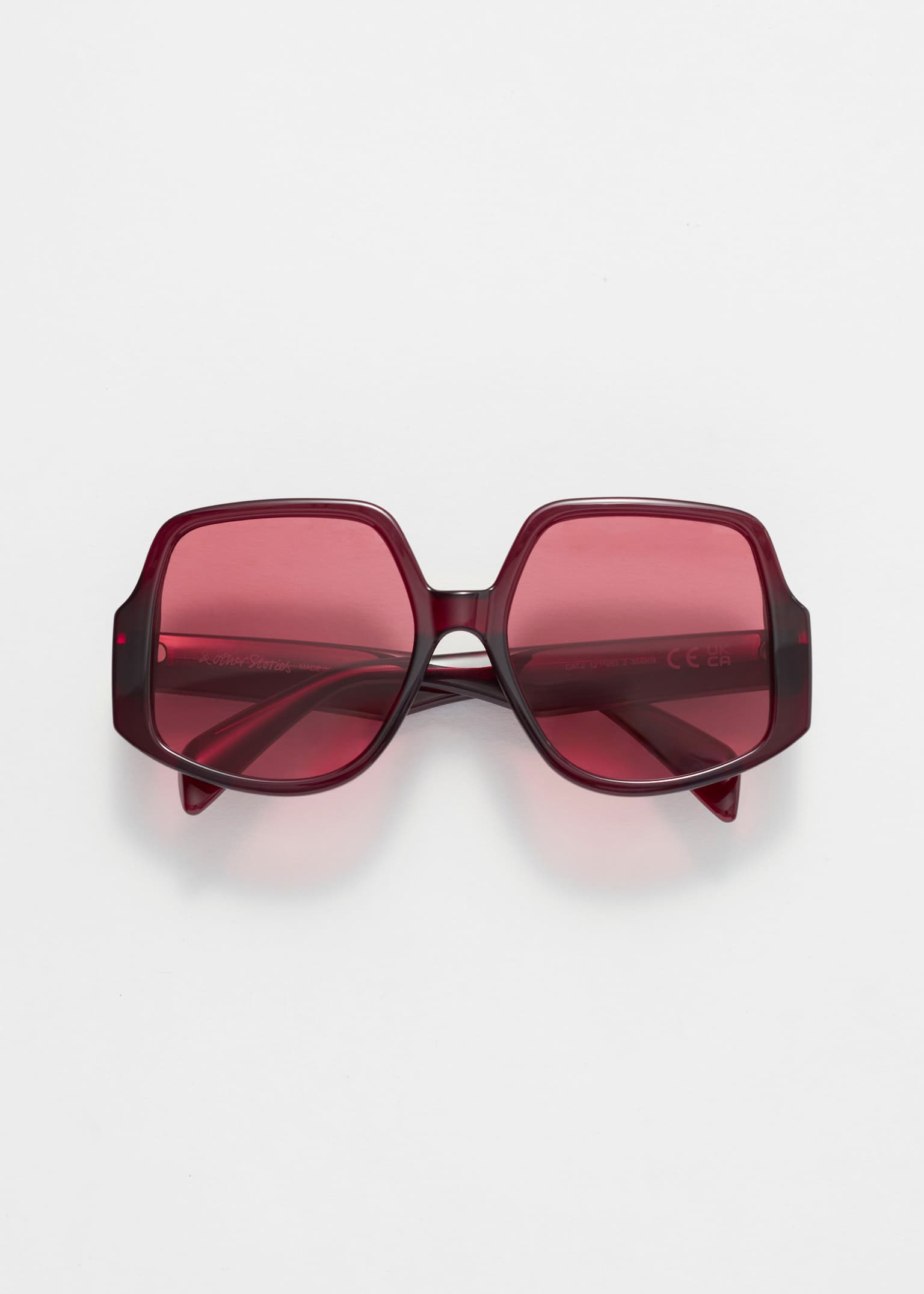 Oversized Square-Frame Sunglasses - Burgundy - 2