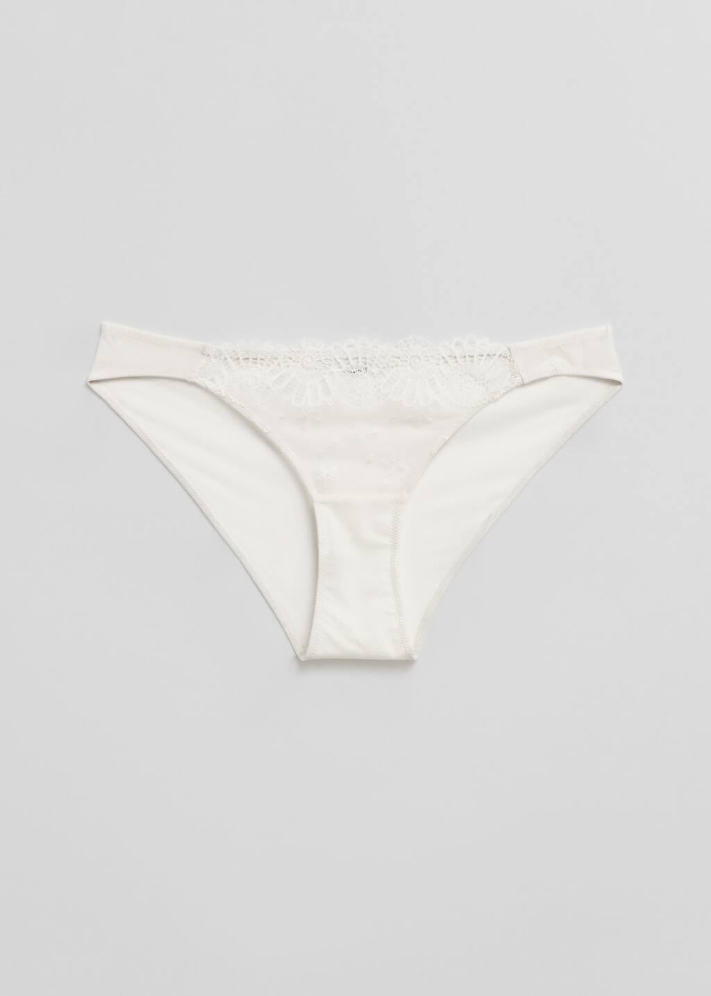 Seashell Embroidered Lace Briefs - Cream - Still Life