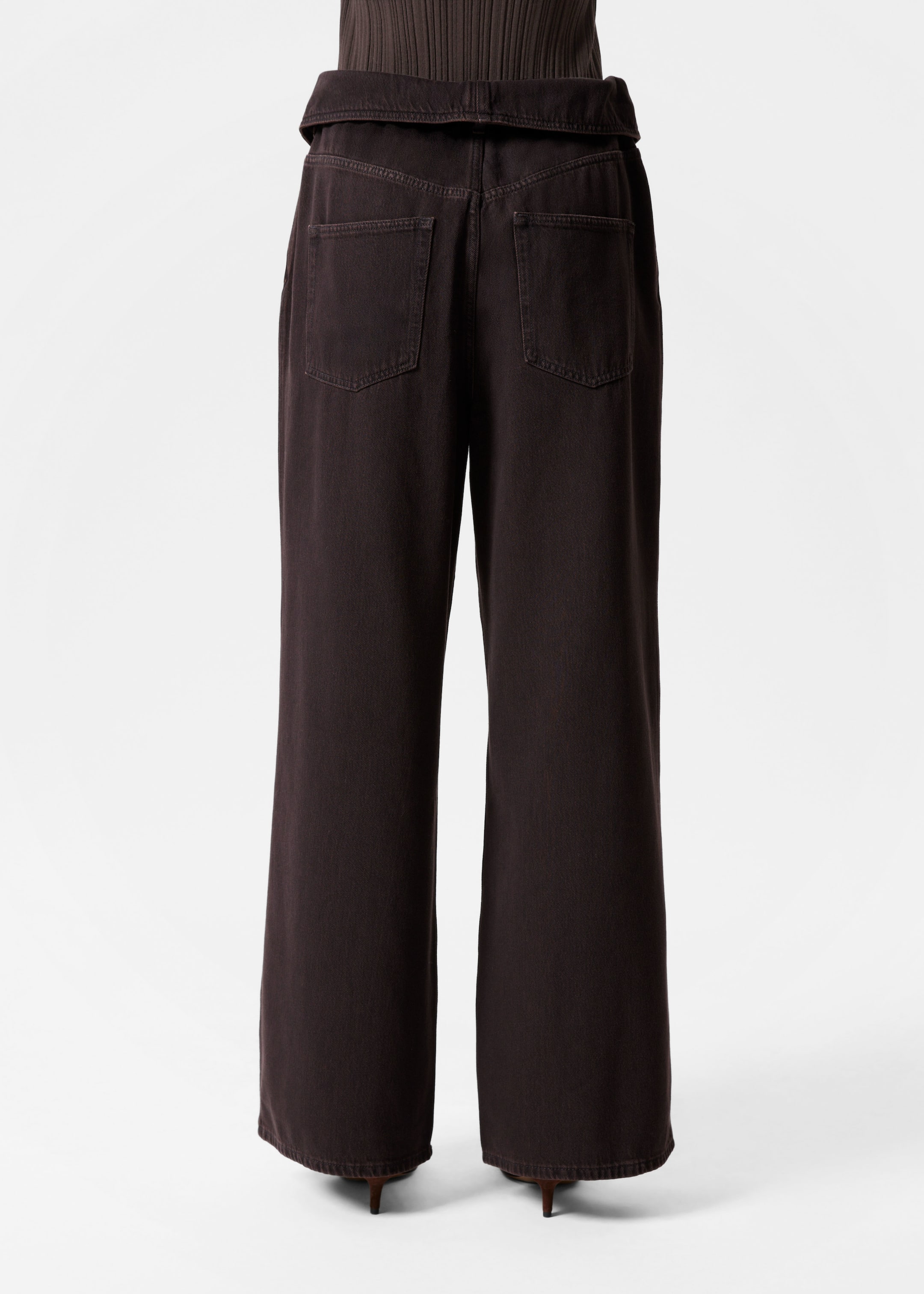 View larger image: Wide-Leg Paperbag Jeans - Dark brown - Ladies | H&M GB 5
